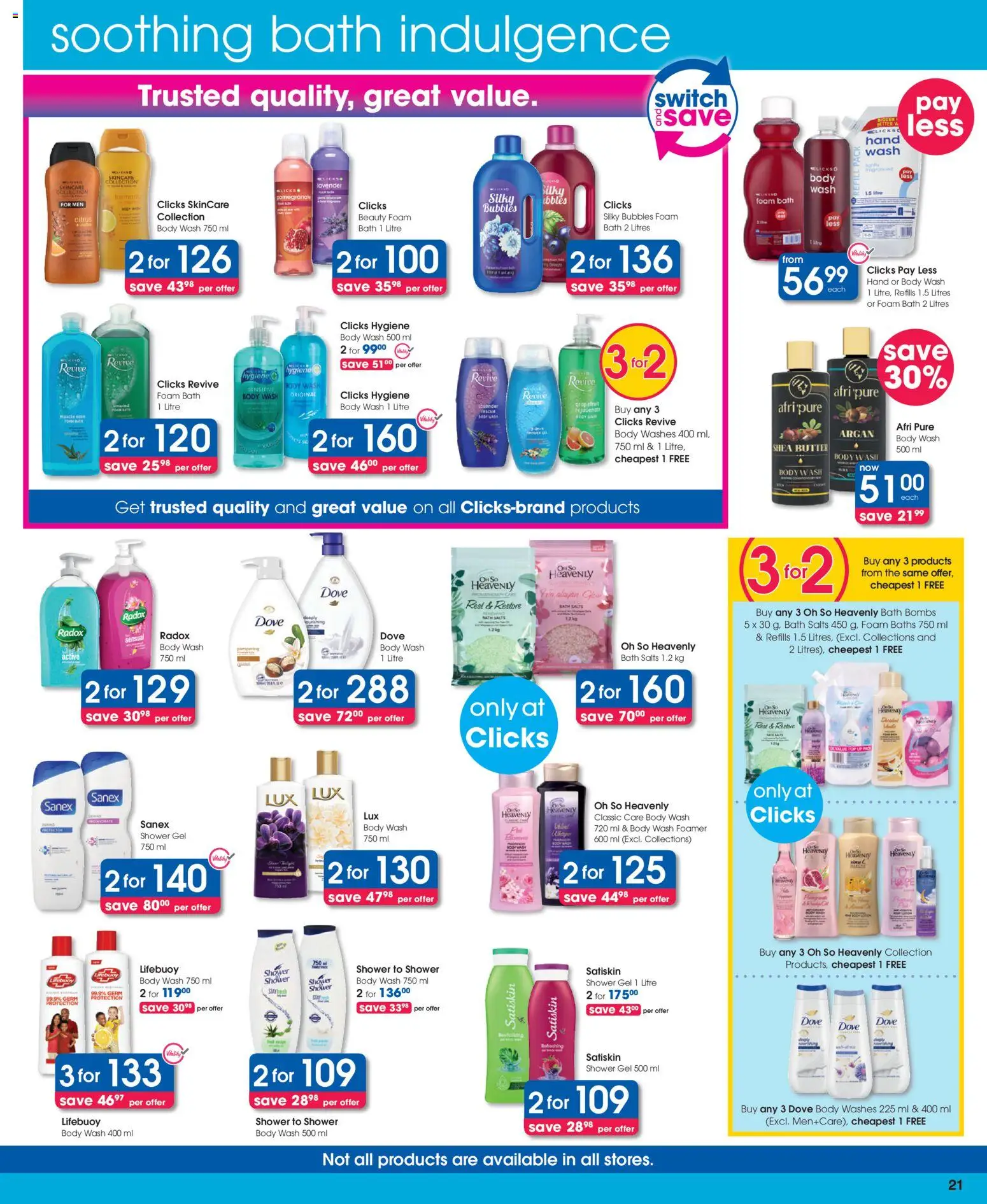 New Clicks catalogue – valid from 07.05.2026 | Page: 21 | Products: Shower, Shower gel, Foam, Body wash