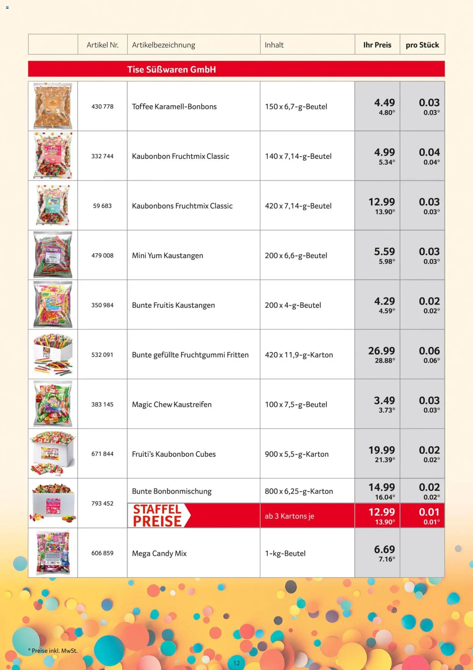 Selgros Karnevalsortiment – gültig ab 05.10.2026 | Seite: 12 | Produkte: Süßwaren