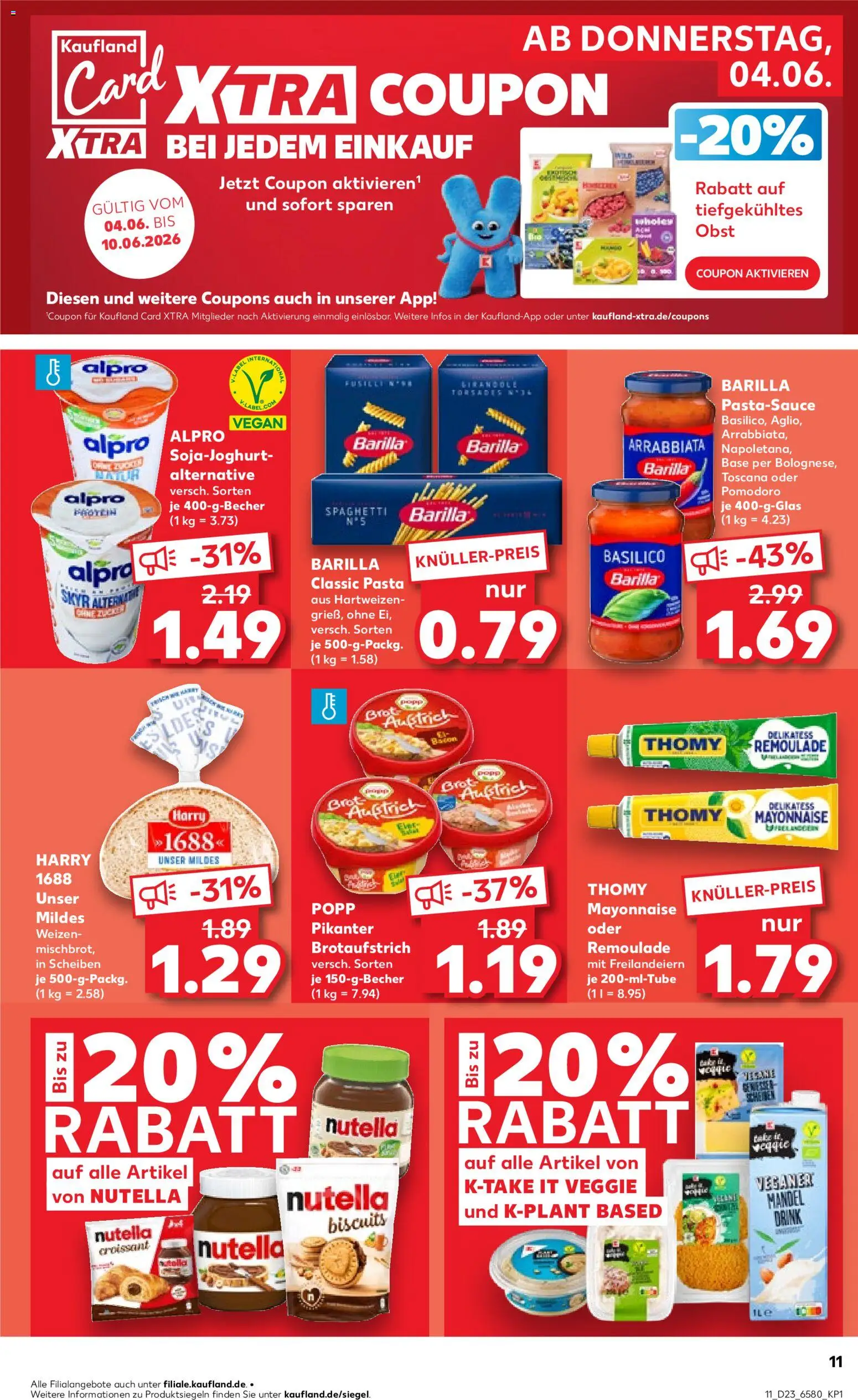 Kaufland Prospekt Hamburg – gültig ab 04.06.2026 | Seite: 11 | Produkte: Croissant, Nutella, Mayonnaise, Pasta