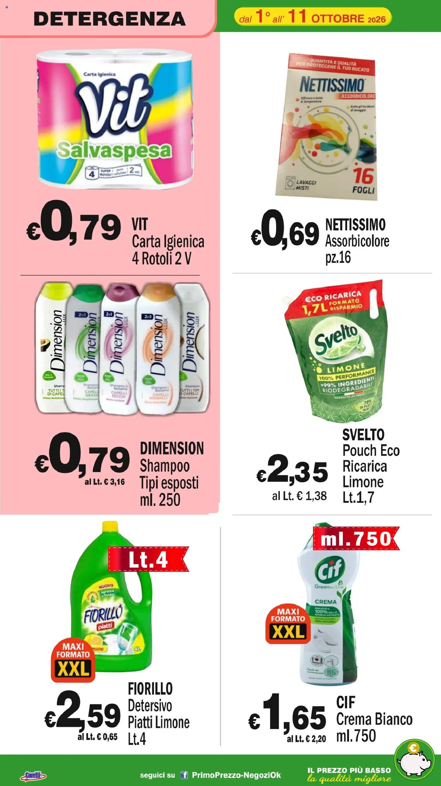 Volantino Primo Prezzo del 01/10/2026 | Pagina: 19 | Prodotti: Balsamo, Crema, Carta igienica, Limone