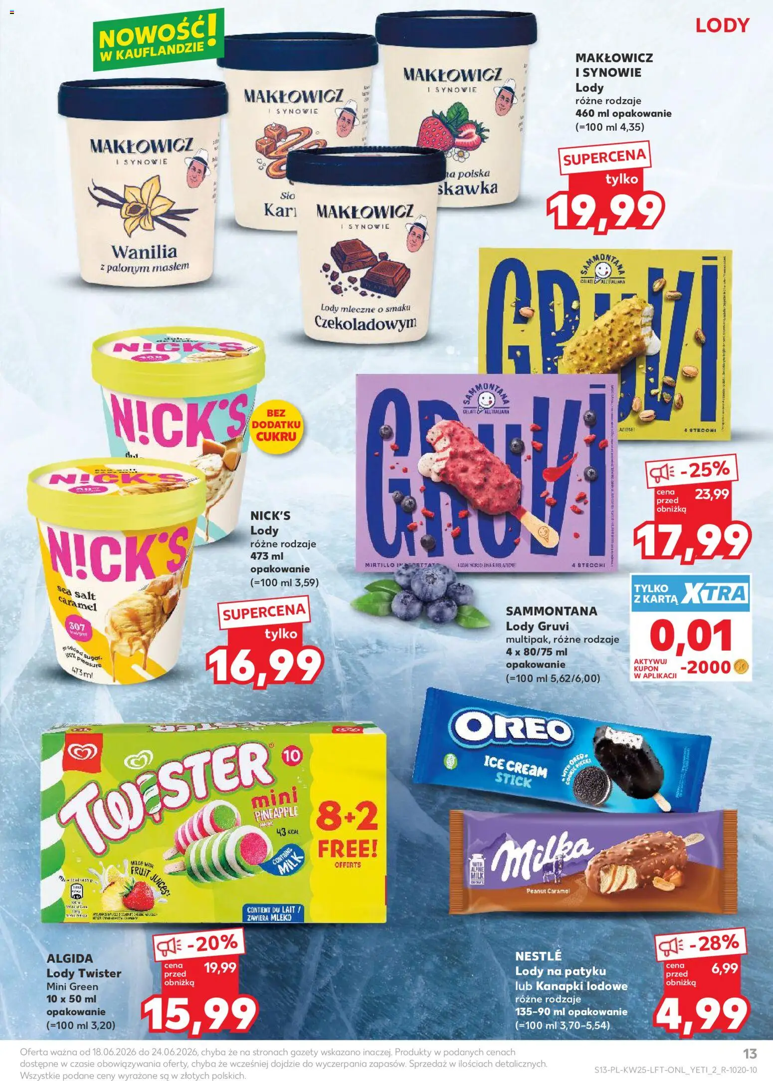 Kaufland gazetka od 18.06.2026 | Strona: 13 | Produkty: Karta, Milka, Lody na patyku, Mleko