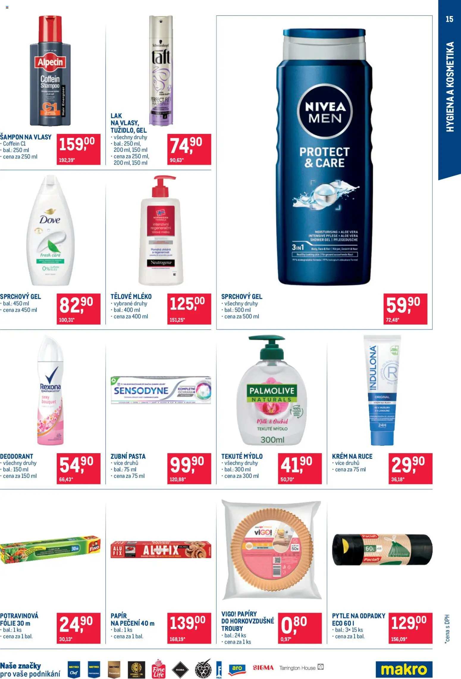 Makro leták - Nepotravinové zboží od 26.08.2026 | Strana: 15 | Produkty: Mýdlo, Fólie, Dove, Šampon
