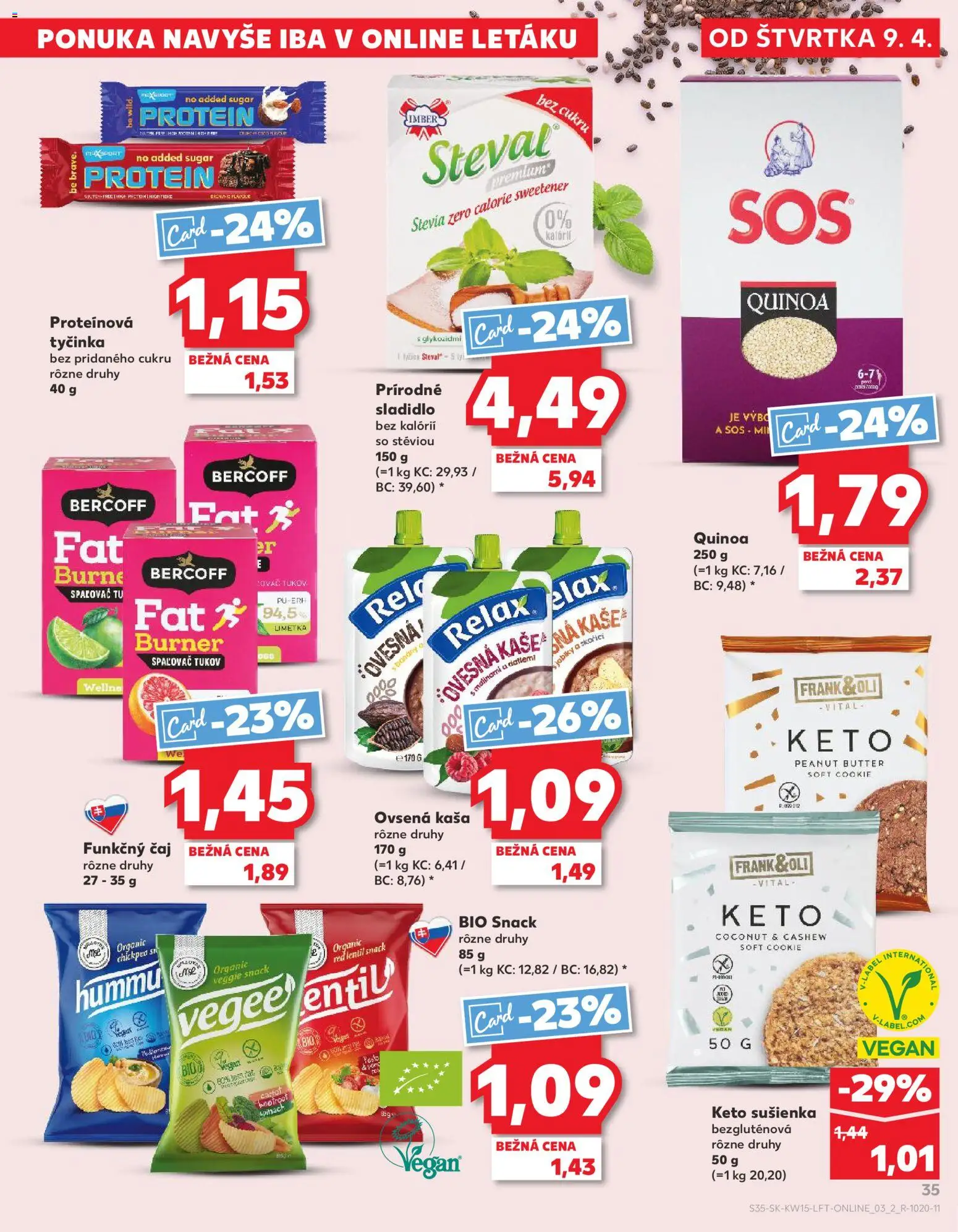 Nové Kaufland akcie – leták je platný od 09.04.2026 | Strana: 35 | Produkty: Limetka, Čaj, Protein