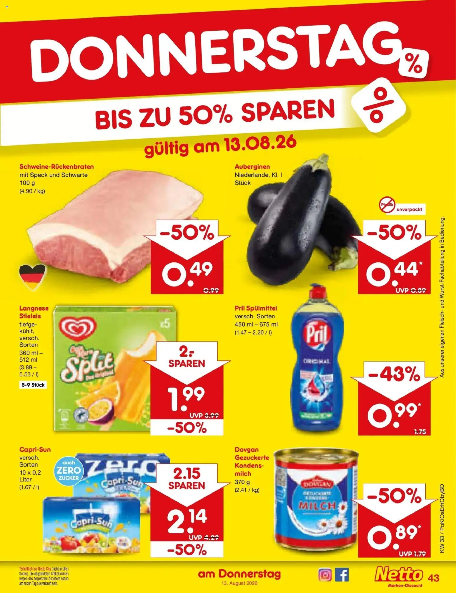 Netto Marken-Discount Prospekt Selb (ab 10.08.2026) » Angebote | Seite: 59 | Produkte: Langnese, Capri sun, Zucker, Pril