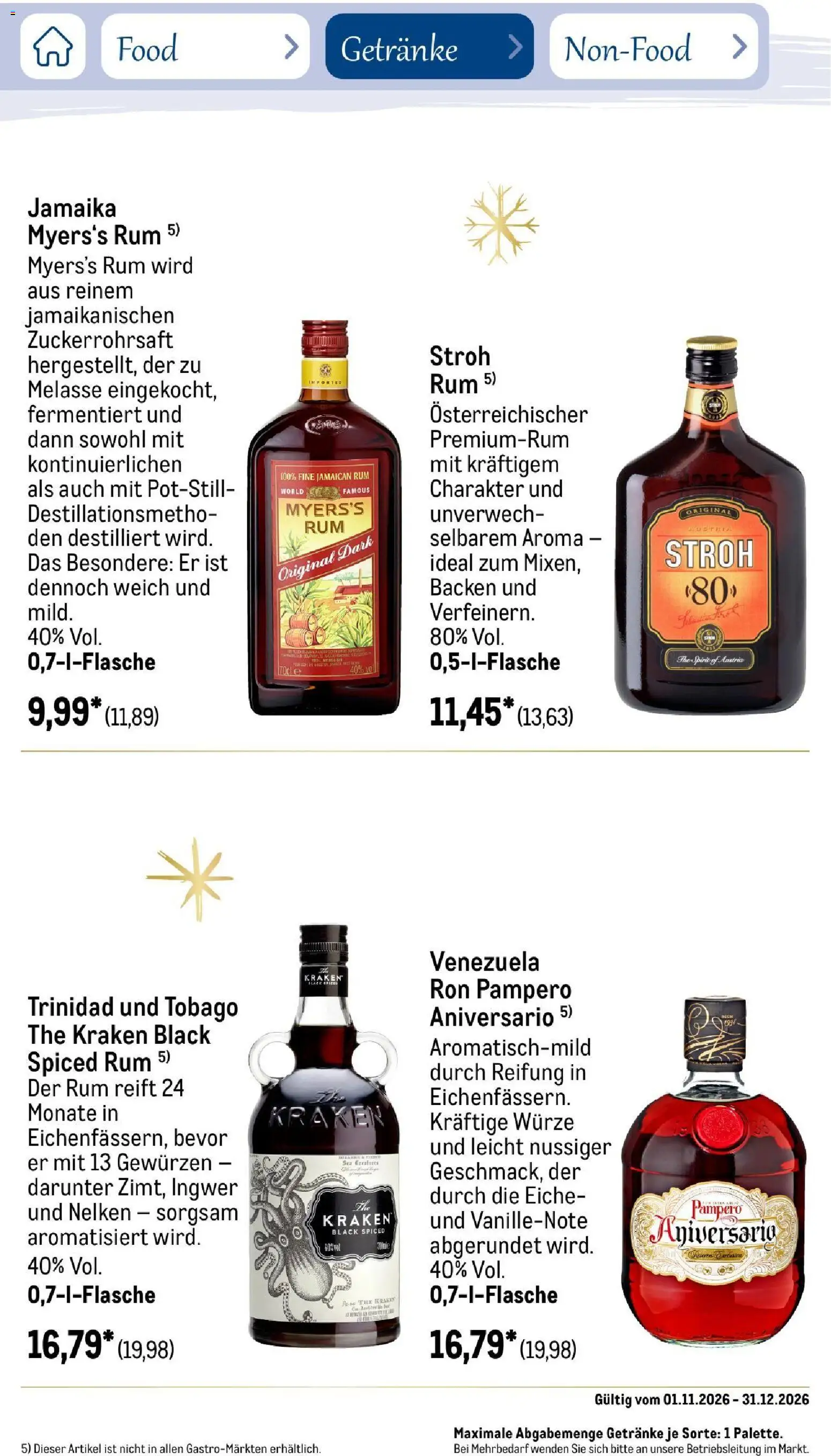 Metro Saisonkatalog Festtage voller Genuss – gültig ab 01.11.2026 | Seite: 86 | Produkte: Rum