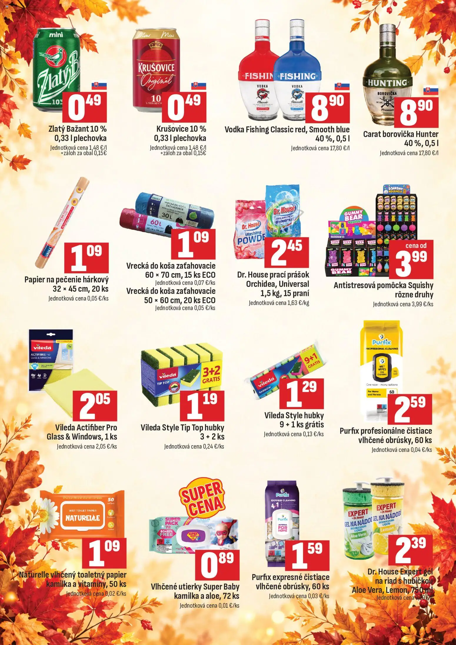 Nové COOP Jednota akcie – leták je platný od 19.10.2026 | Strana: 3 | Produkty: Aloe Vera, Prací prášok, Toaletný papier, Krušovice