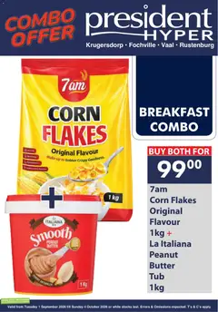 President Hyper specials catalogue – valid from 01/09/2026 | Page: 7 | Products: Corn, Corn flakes, Peanut butter, Stock