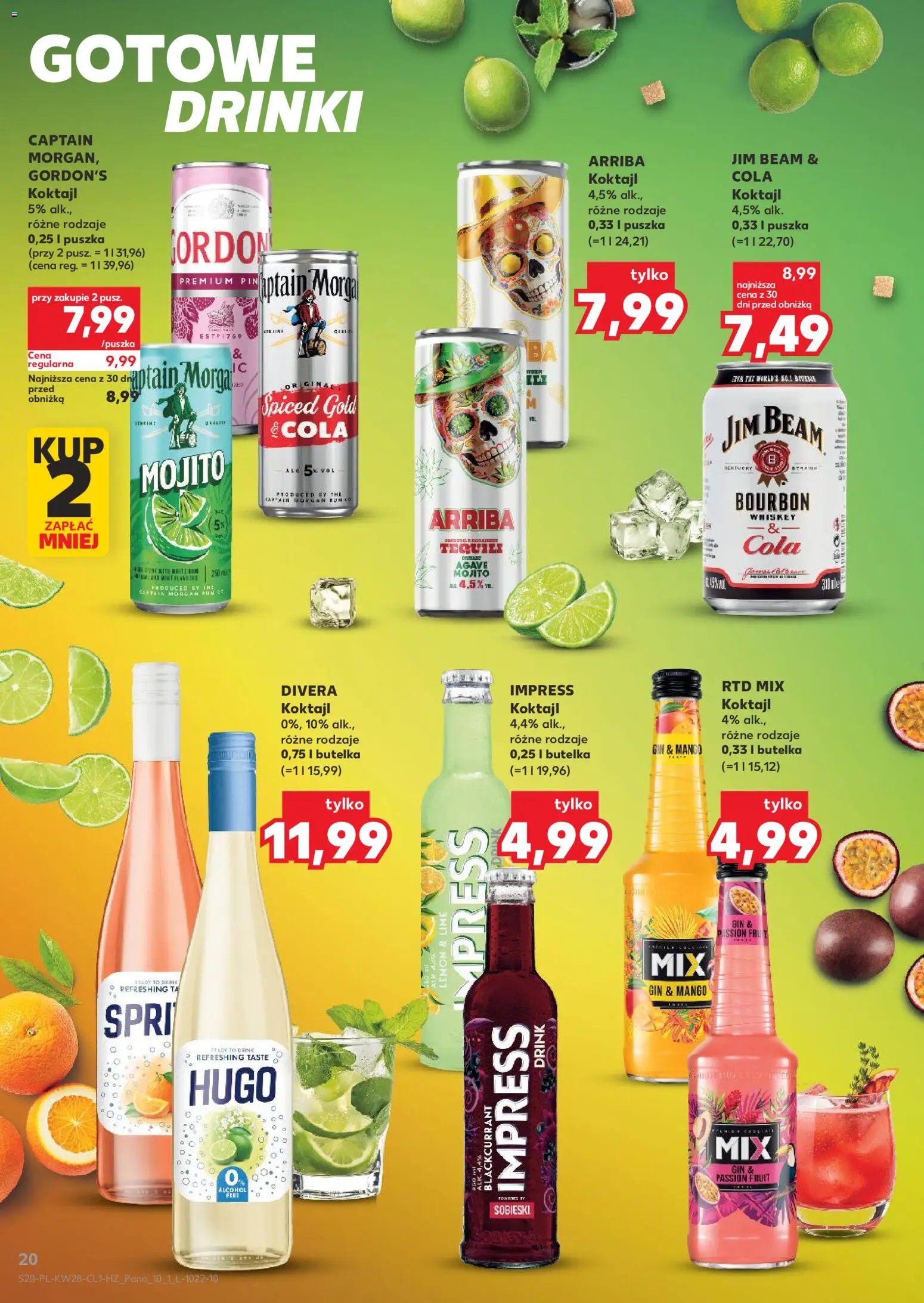 Kaufland Polsko leták - Barek od 09.07.2026 | Strana: 20 | Produkty: Whiskey, Jim Beam, Captain Morgan, Cola