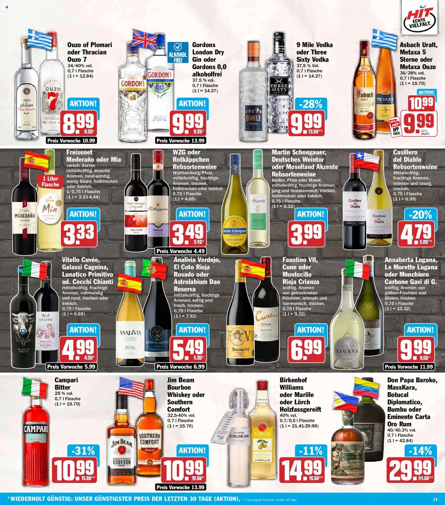 HIT Prospekt – gültig ab 03.08.2026 | Seite: 13 | Produkte: Freixenet, Campari, Bourbon, Whiskey