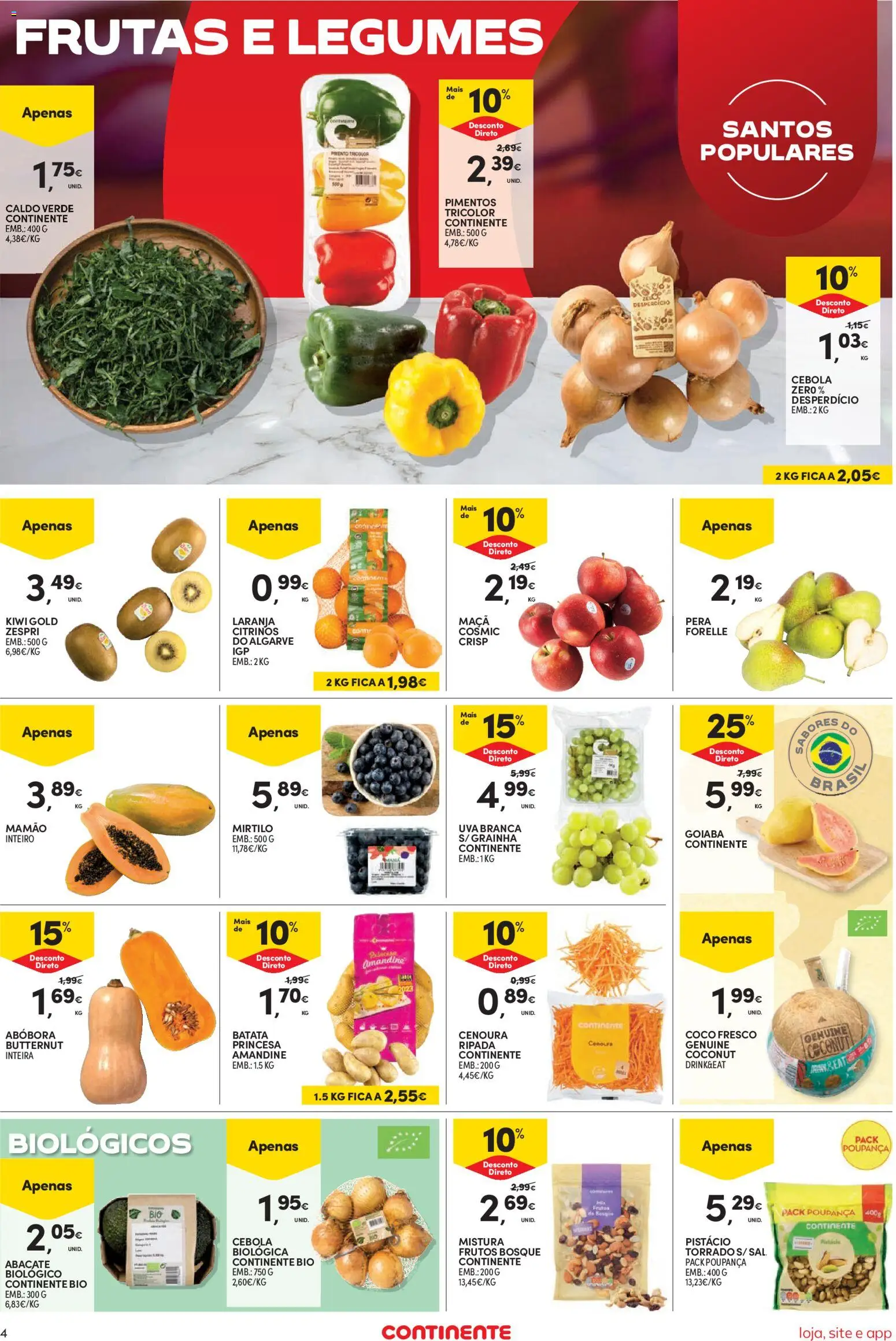 Continente Semanal Continente Bom Dia │ válido de 09.06.2026 | Página: 4 | Produtos: Batata, Maça, Abóbora, Mamão