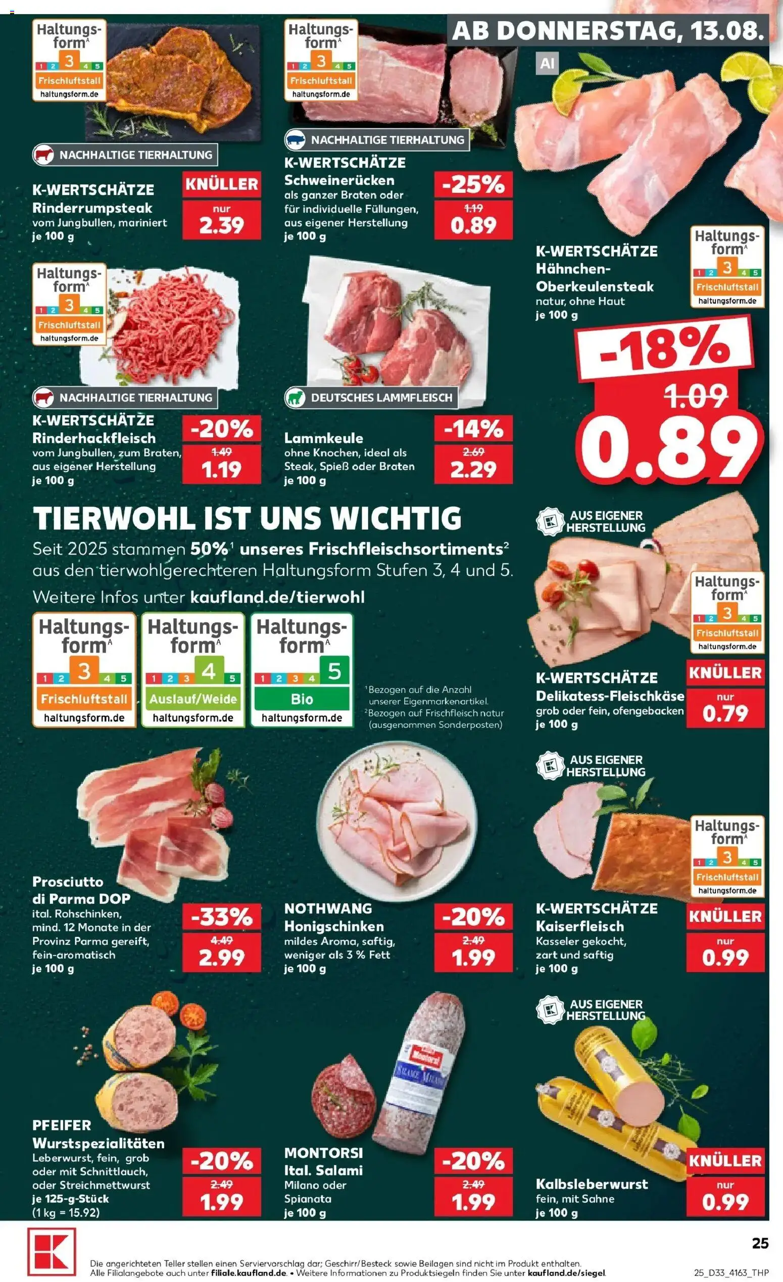 Prospekt Kaufland ab 10.08.2026 » Angebote Online zum Blättern | Seite: 34 | Produkte: Beilagen, Lammkeule, Hahnchen, Salami
