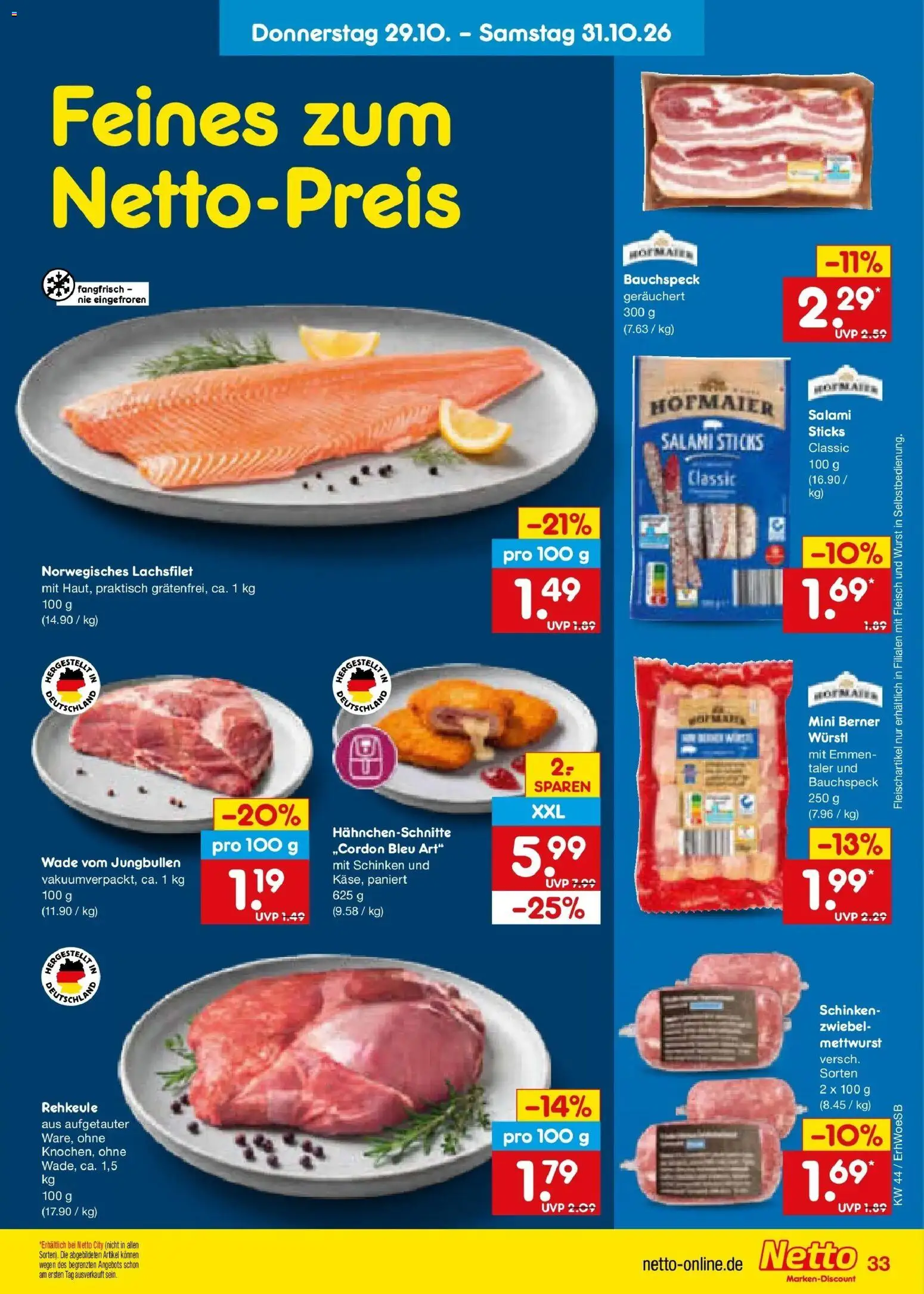 Netto Marken-Discount Prospekt Leonberg (ab 26.10.2026) » Angebote | Seite: 43 | Produkte: Würstl, Wurst, Salami, Fleisch