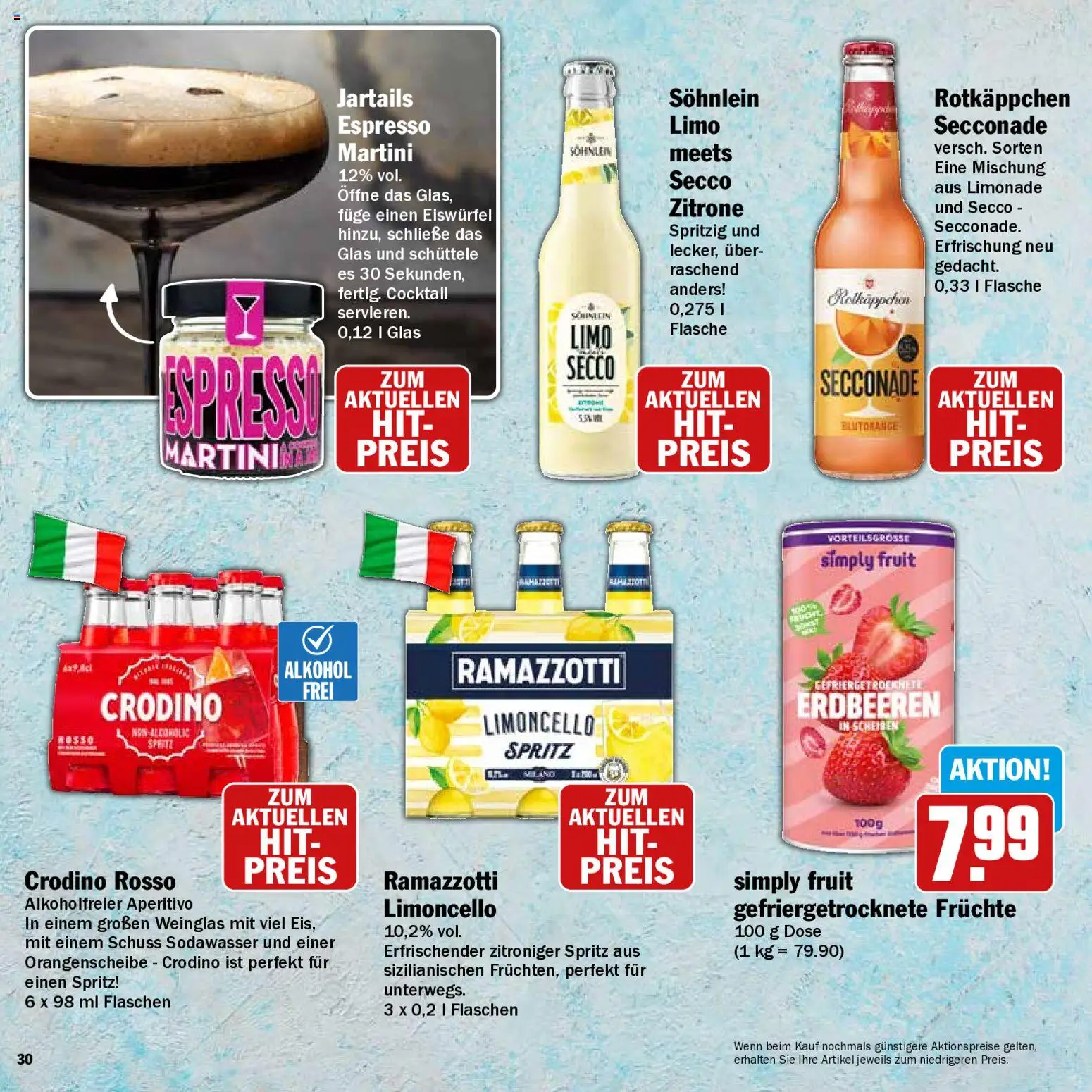 HIT Grillbroschüre – gültig ab 10.08.2026 | Seite: 30 | Produkte: Martini, Alkohol, Erdbeeren, Ramazzotti