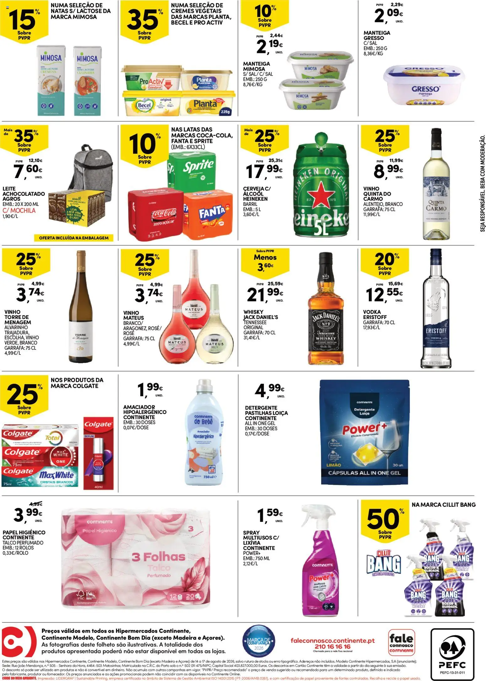 Continente Fim de Semana à Continente │ válido de 14/08/2026 | Página: 4 | Produtos: Sérum, Leite, Álcool, Sprite