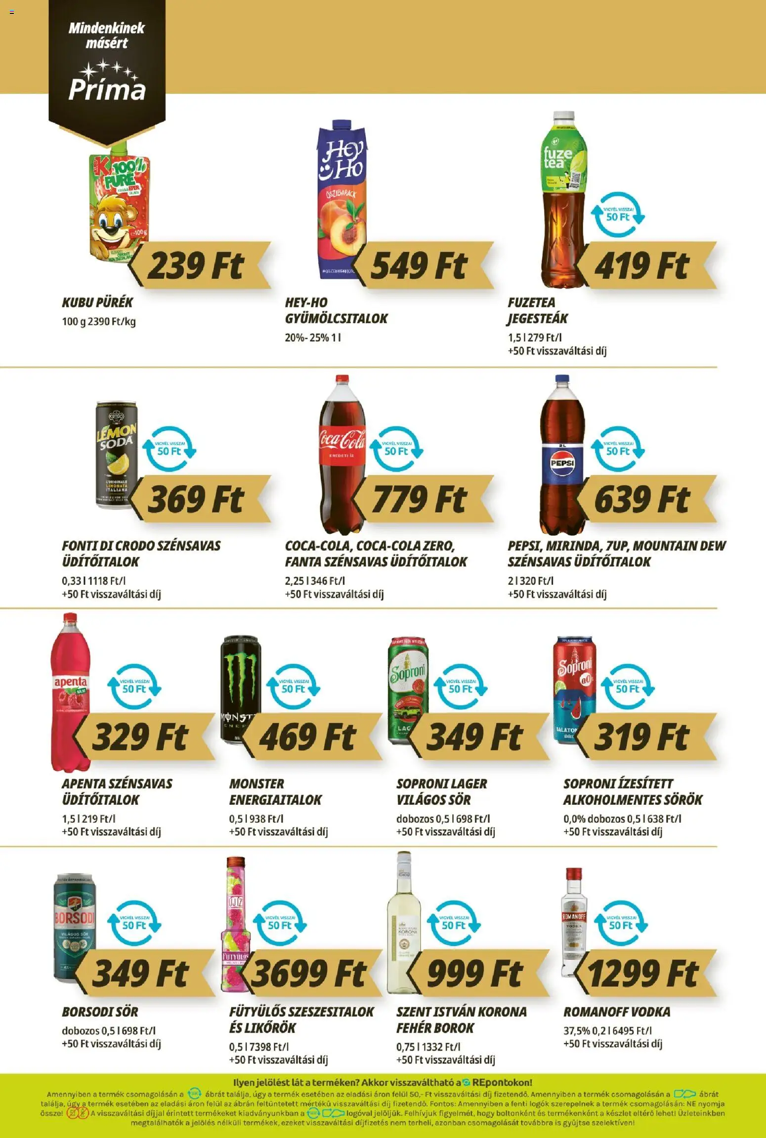 CBA Príma akciós ujság - amely érvényes a következő dátumtól: 14.05.2026 | Oldal: 10 | Termékek: Fanta, Coca Cola, Cola, Vodka