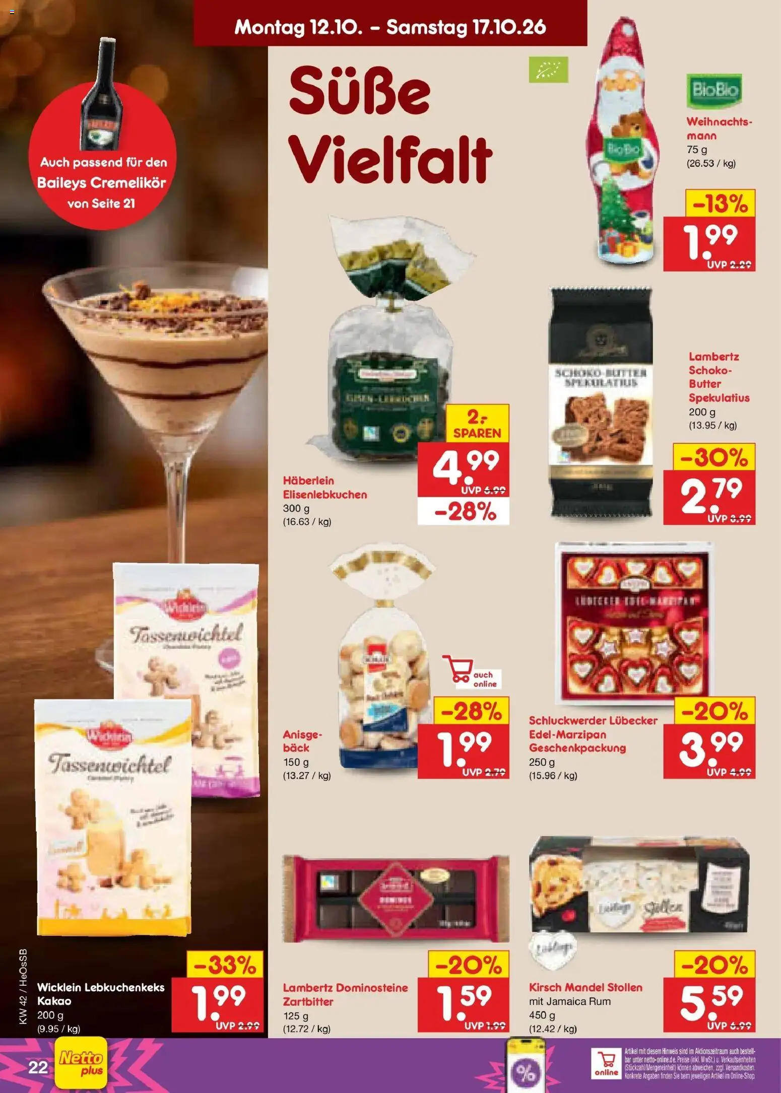 Netto Marken-Discount Prospekt Rostock – gültig ab 12.10.2026 | Seite: 28 | Produkte: Butter, Rum, Baileys