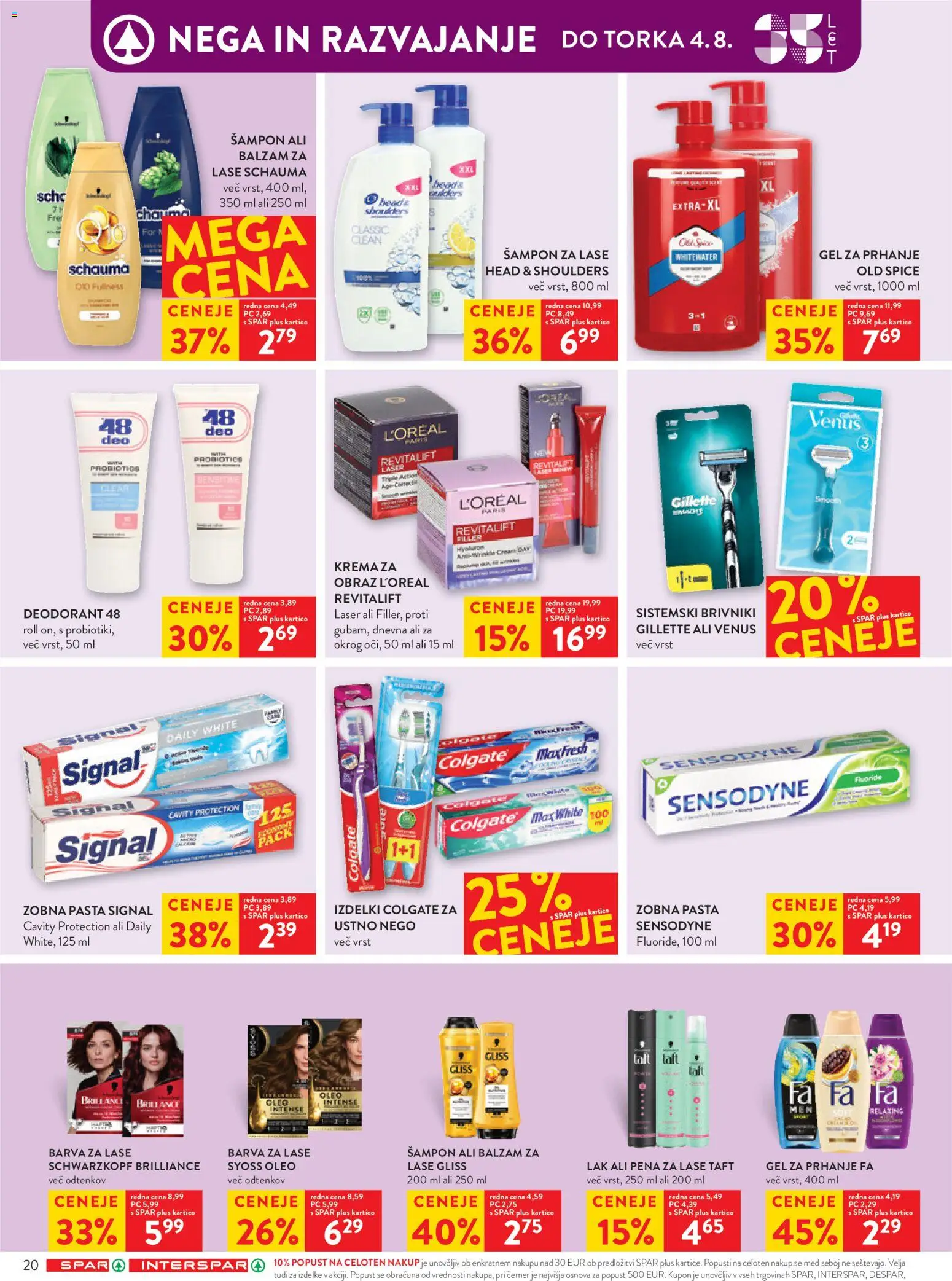 Novi Spar katalog ponudbe – veljaven od 27.07.2026 | Stran: 30 | Izdelki: Sampon, Zobna pasta, Lak, Barva