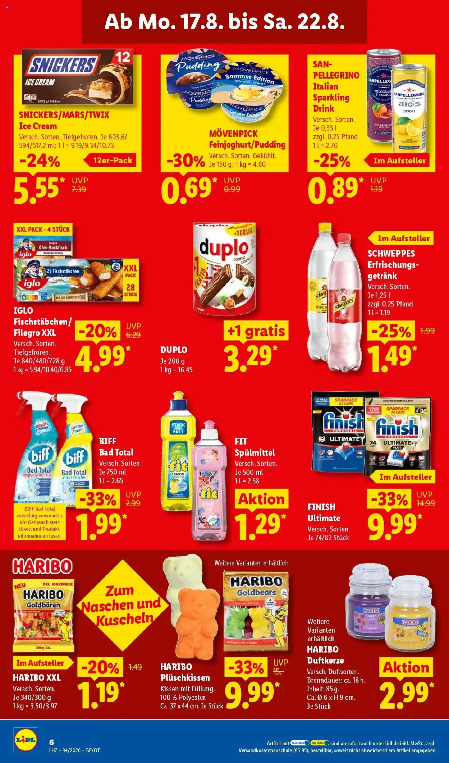 Lidl Prospekt Senftenberg – gültig ab 17.08.2026 | Seite: 14 | Produkte: Kissen, Bad, Finish, Fischstabchen