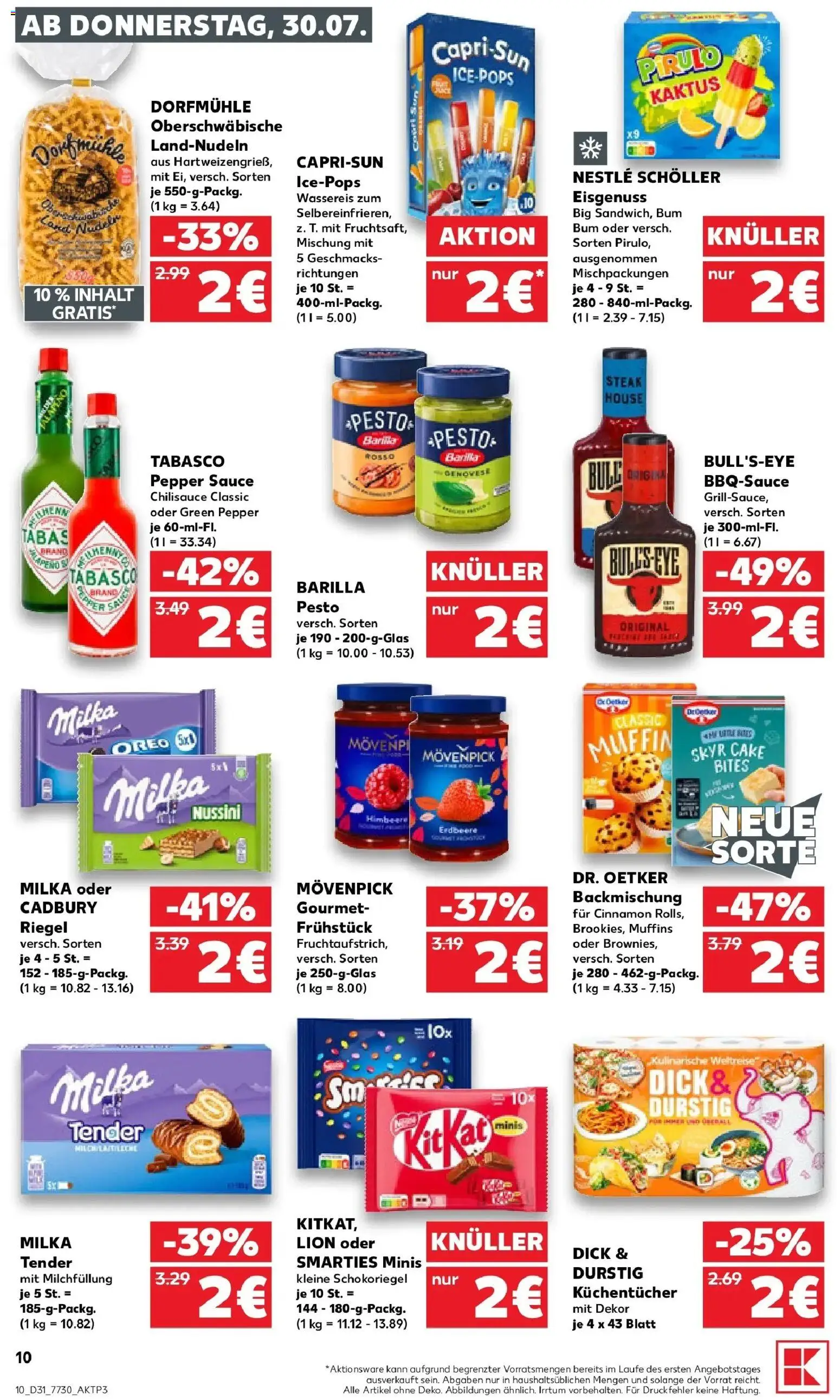 Kaufland Prospekt Kulmbach – gültig ab 30.07.2026 | Seite: 10 | Produkte: Barilla, Barilla pesto, Smarties, Skyr