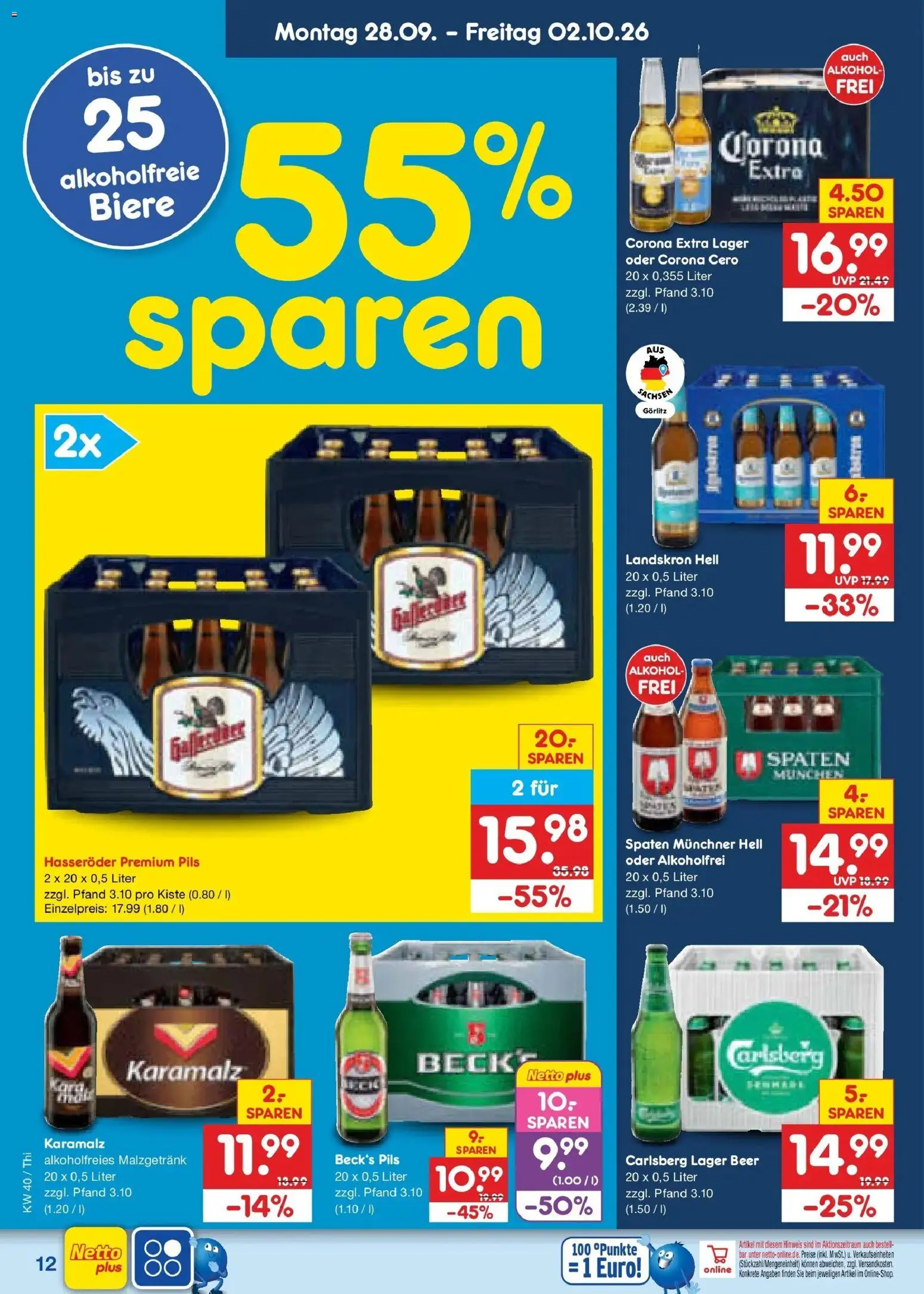 Netto Marken-Discount Prospekt Thiendorf – gültig ab 28.09.2026 | Seite: 18 | Produkte: Carlsberg, Pils, Alkohol, Hasseröder