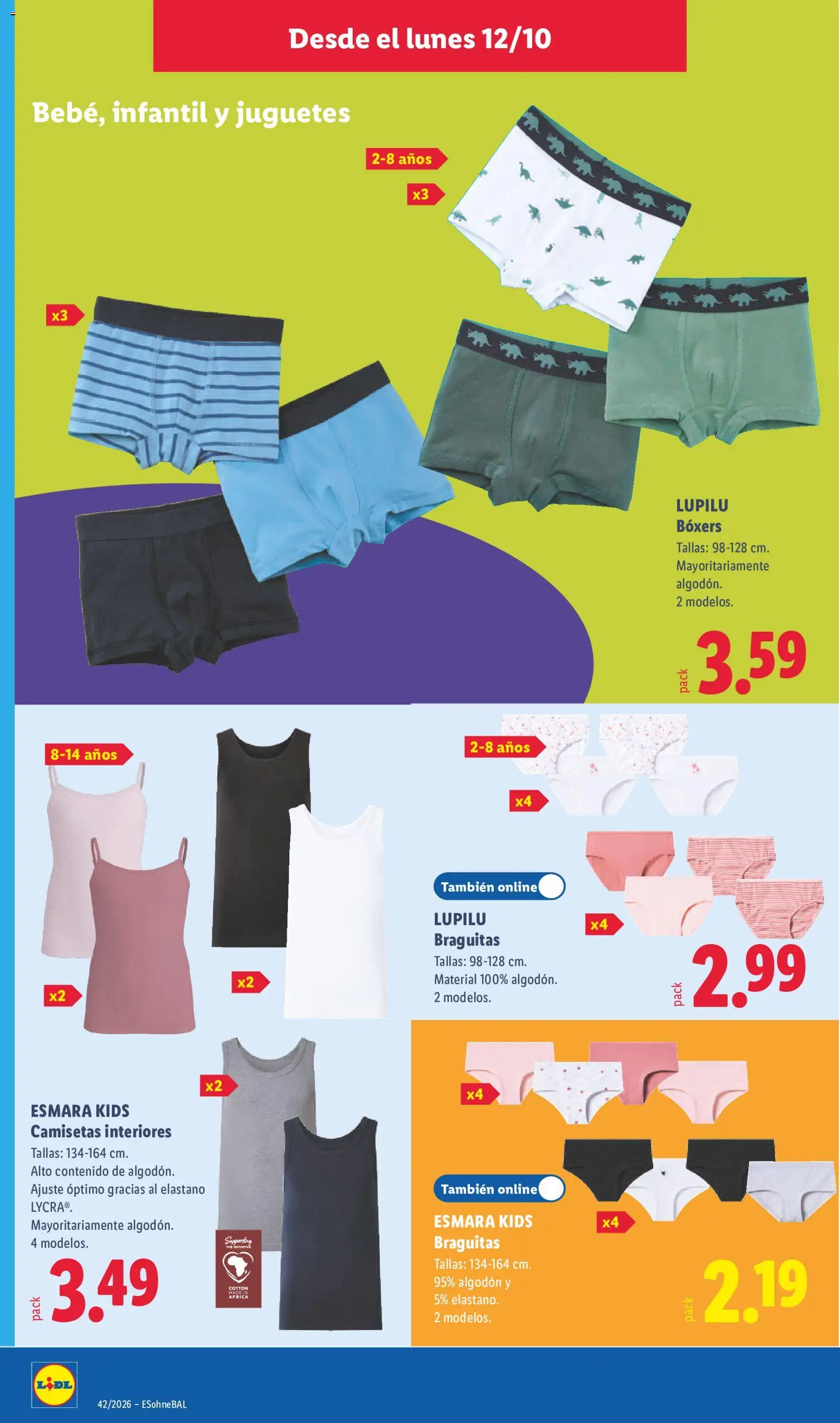 Lidl folleto de bazar │ válido desde el 12/10/2026 | Página: 20 | Productos: Boxers, Juguetes, Algodón