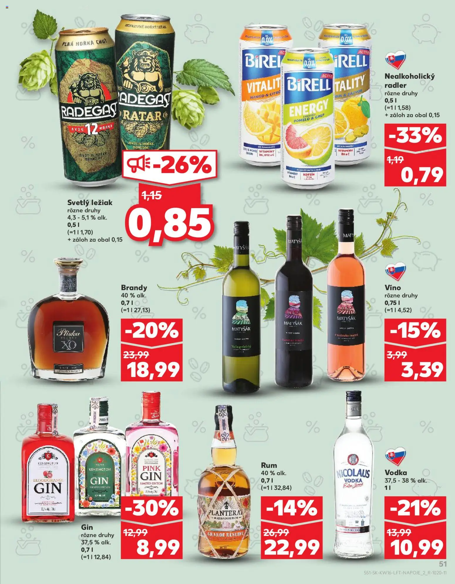 Nové Kaufland akcie – leták je platný od 16.04.2026 | Strana: 51 | Produkty: Gin, Brandy, Mango, Grep