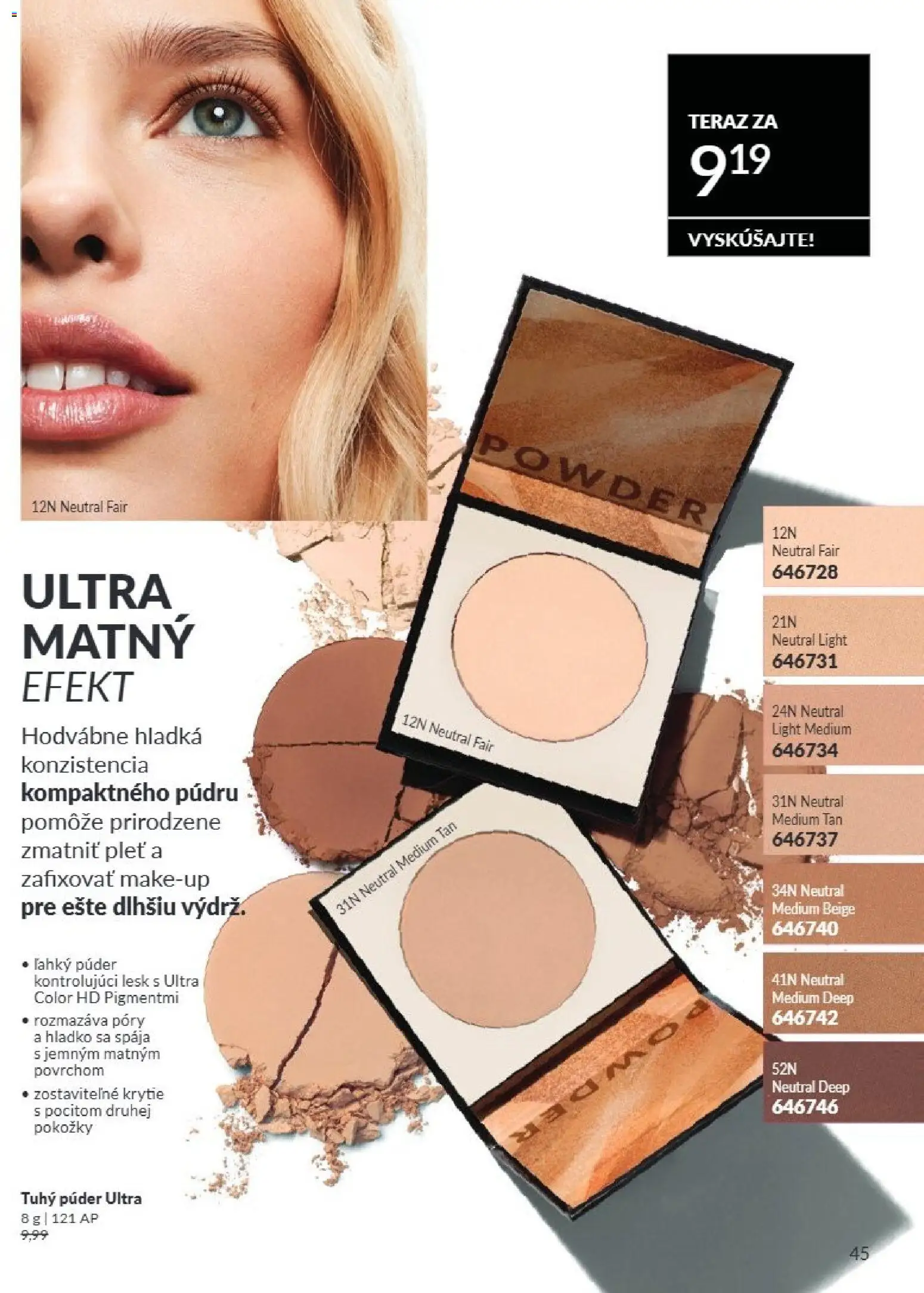 Nové Avon akcie – leták je platný od 01.08.2026 | Strana: 45 | Produkty: Púder