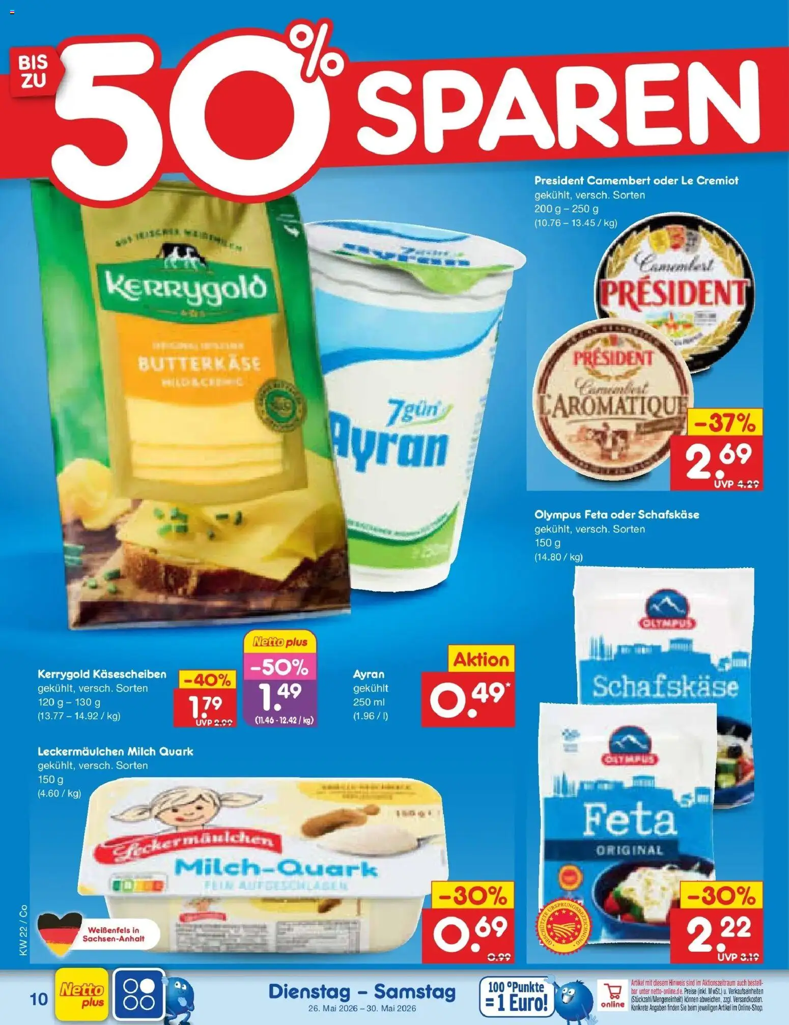 Netto Marken-Discount Prospekt Bitterfeld-Wolfen – gültig ab 26.05.2026 | Seite: 12 | Produkte: Quark, Feta, Milch, Schafskase
