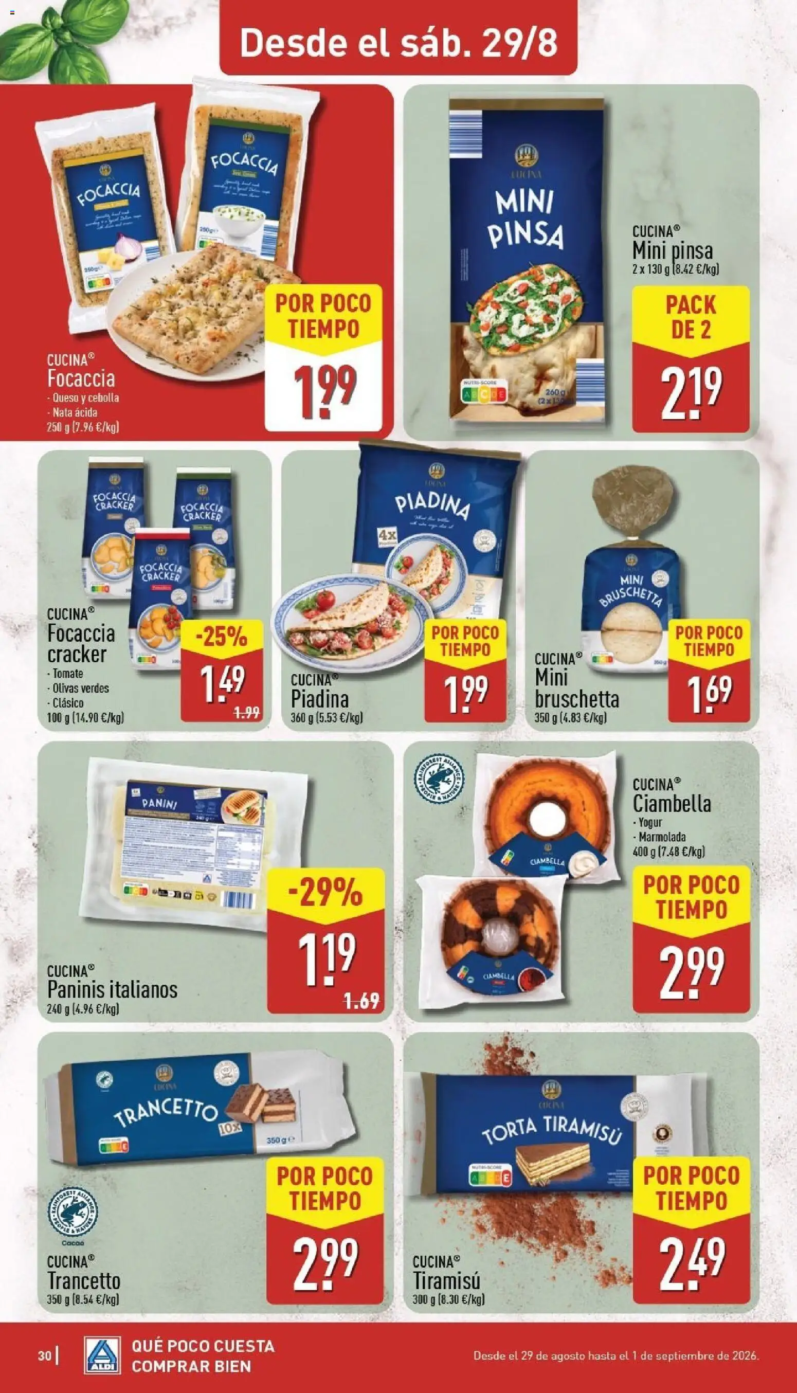 Aldi folleto Península │ válido desde el 24/08/2026 | Página: 30 | Productos: Tiramisú, Queso, Pizza, Cebolla
