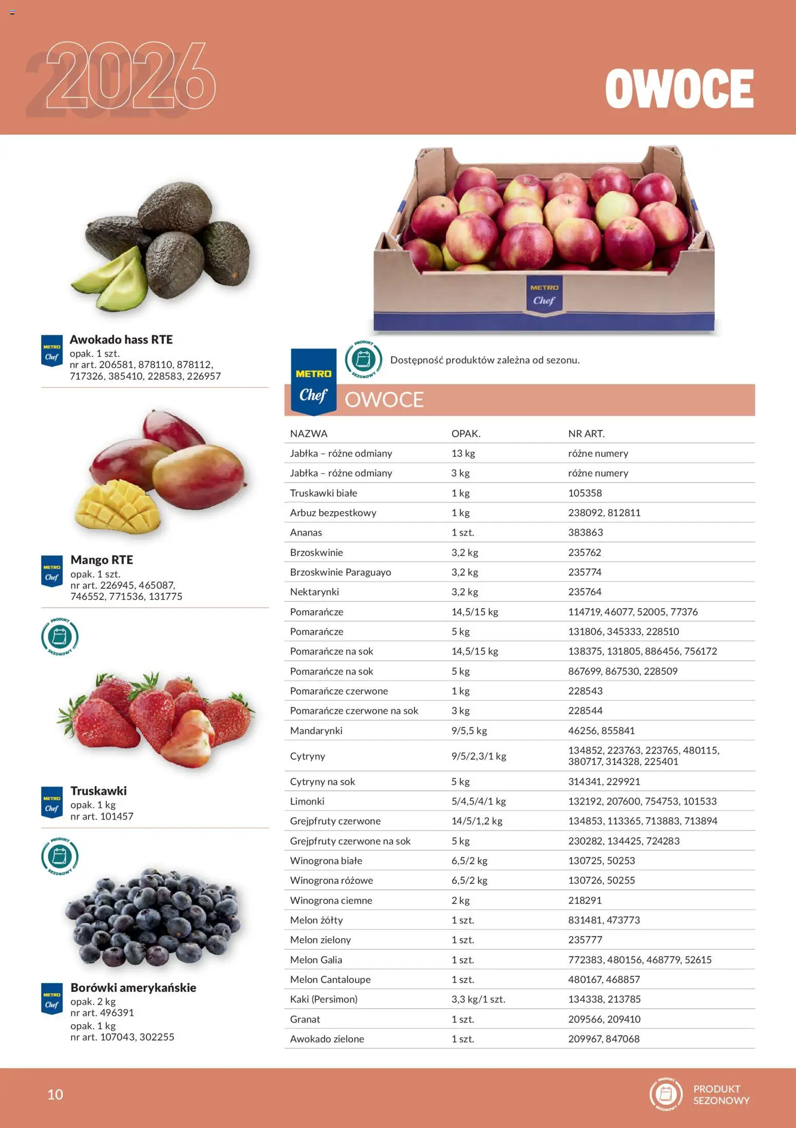Makro gazetka - Produktów marek własnych dla profesjonalnej Gastronomii od 01.03.2026 | Strona: 10 | Produkty: Kaki, Melon, Mandarynki, Owoce