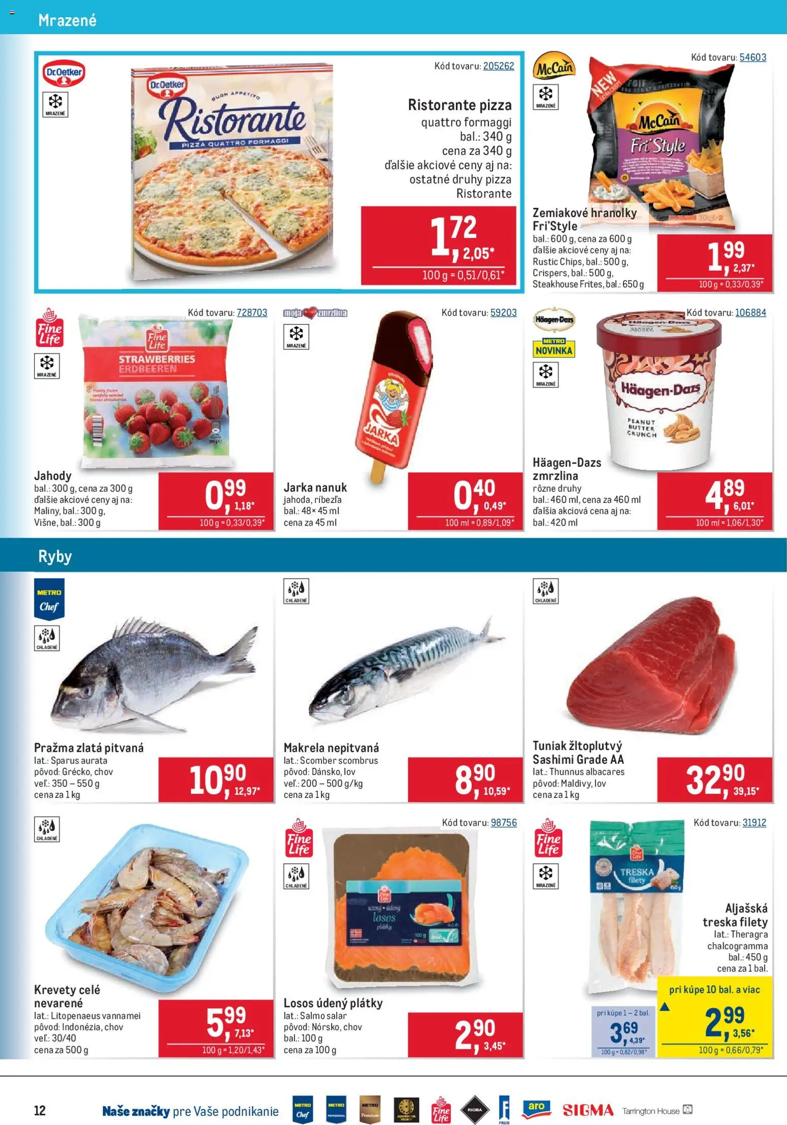 Nové Metro akcie – leták je platný od 06.05.2026 | Strana: 12 | Produkty: Krevety, Nanuk, Jahody, Treska
