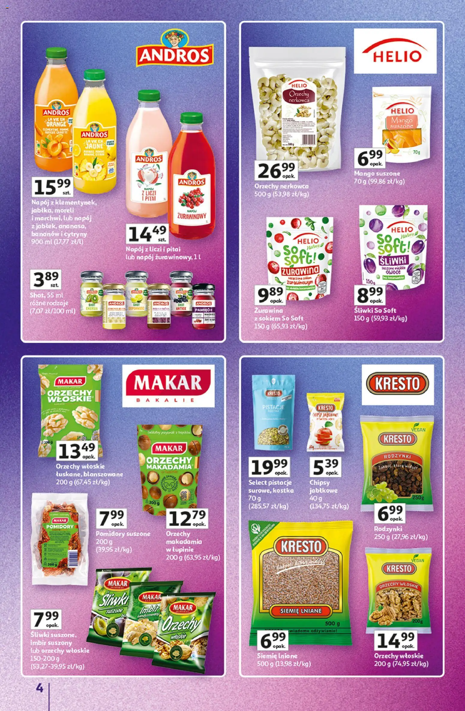 Auchan gazetka - 30 Lat Hipermarket Znane marki od 03.09.2026 | Strona: 4 | Produkty: Mango, Orzechy makadamia, Żurawina, Pomidory