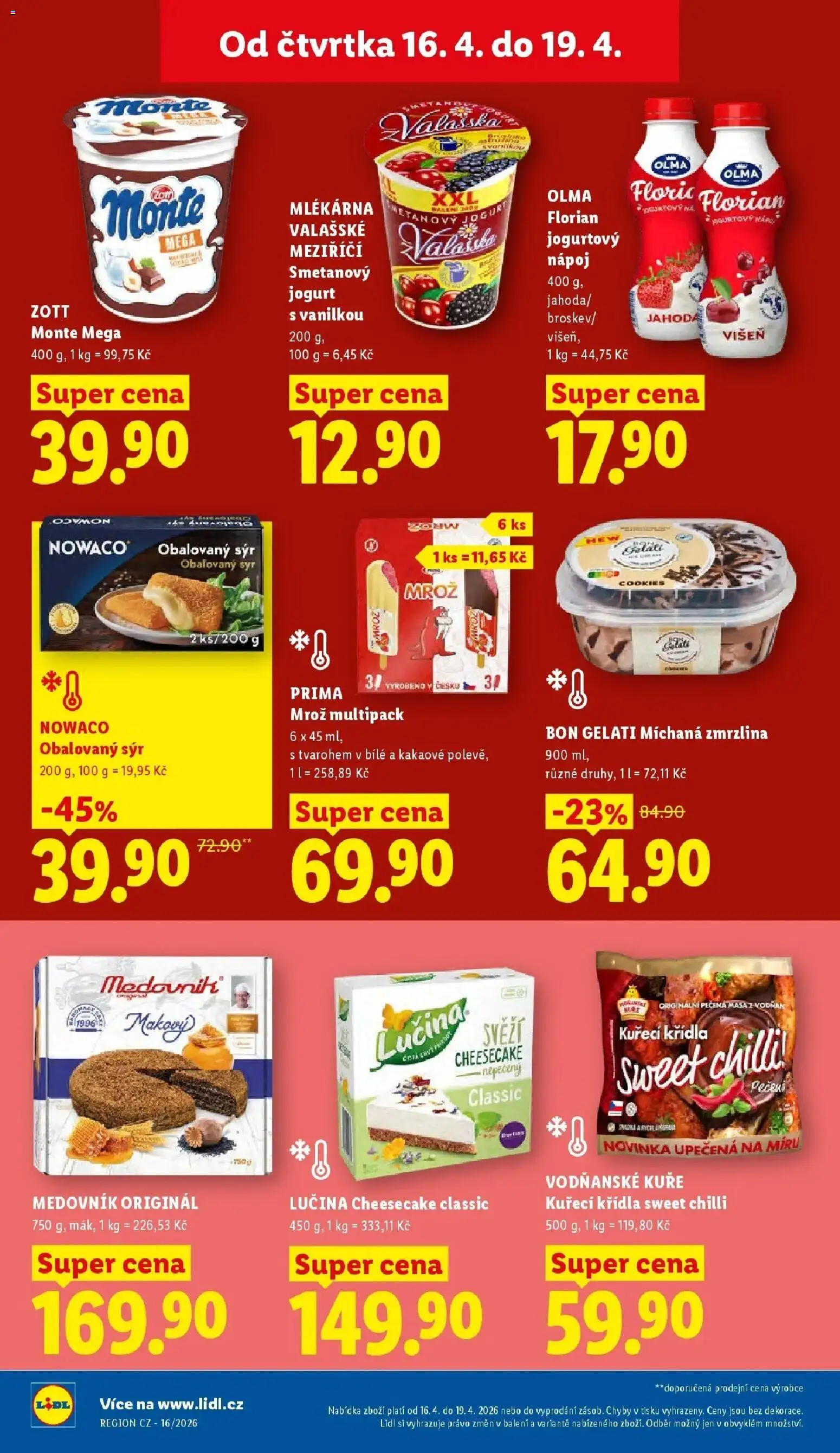 Lidl aktuální leták od 16.04.2026 | Strana: 20 | Produkty: Smetanový jogurt, Jogurt, Cheesecake, Kuře