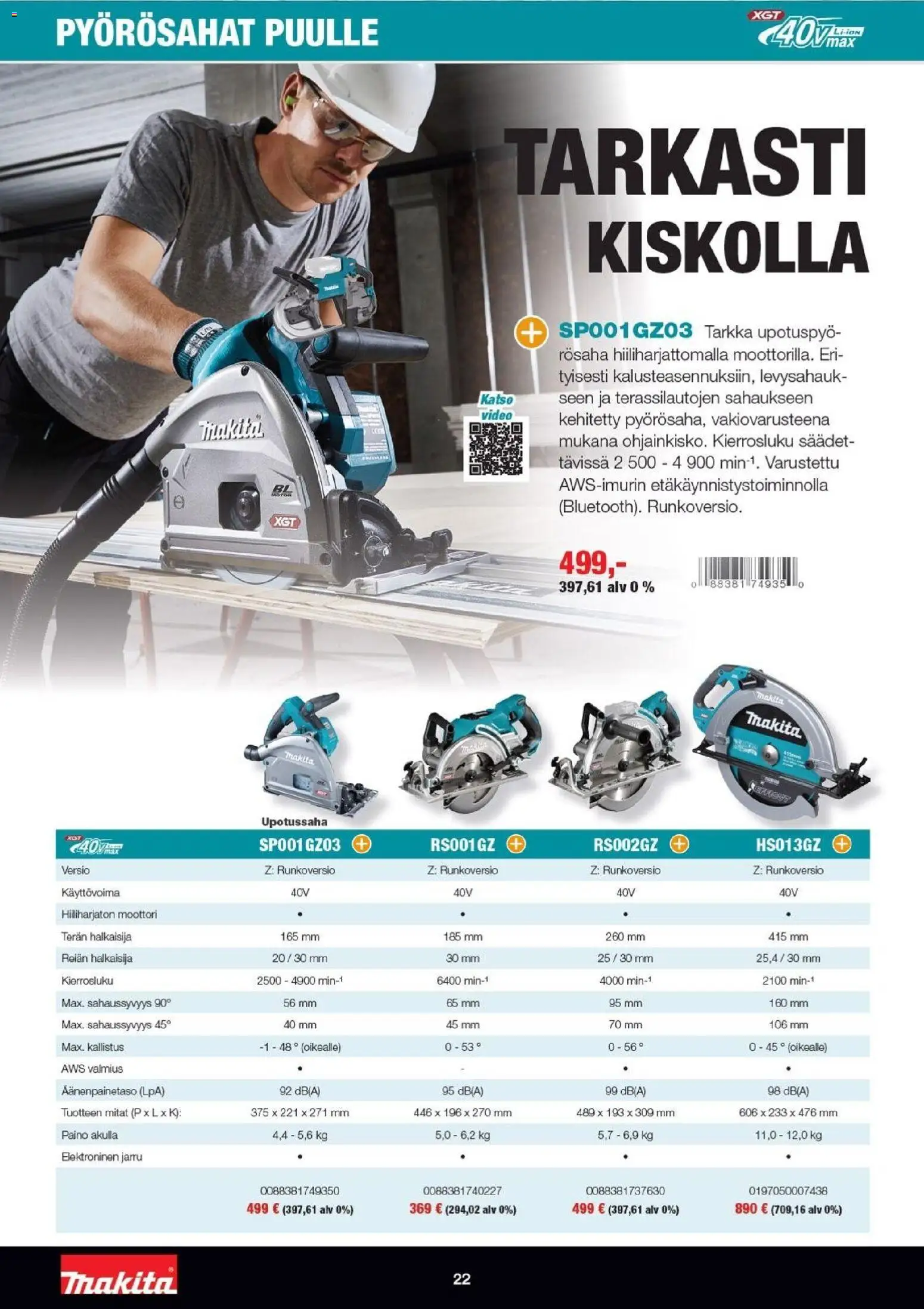 Makita tarjoukset - XGT esite 2026 – voimassa 07.04.2026 alkaen | Sivu: 22 | Tuotteet: Video
