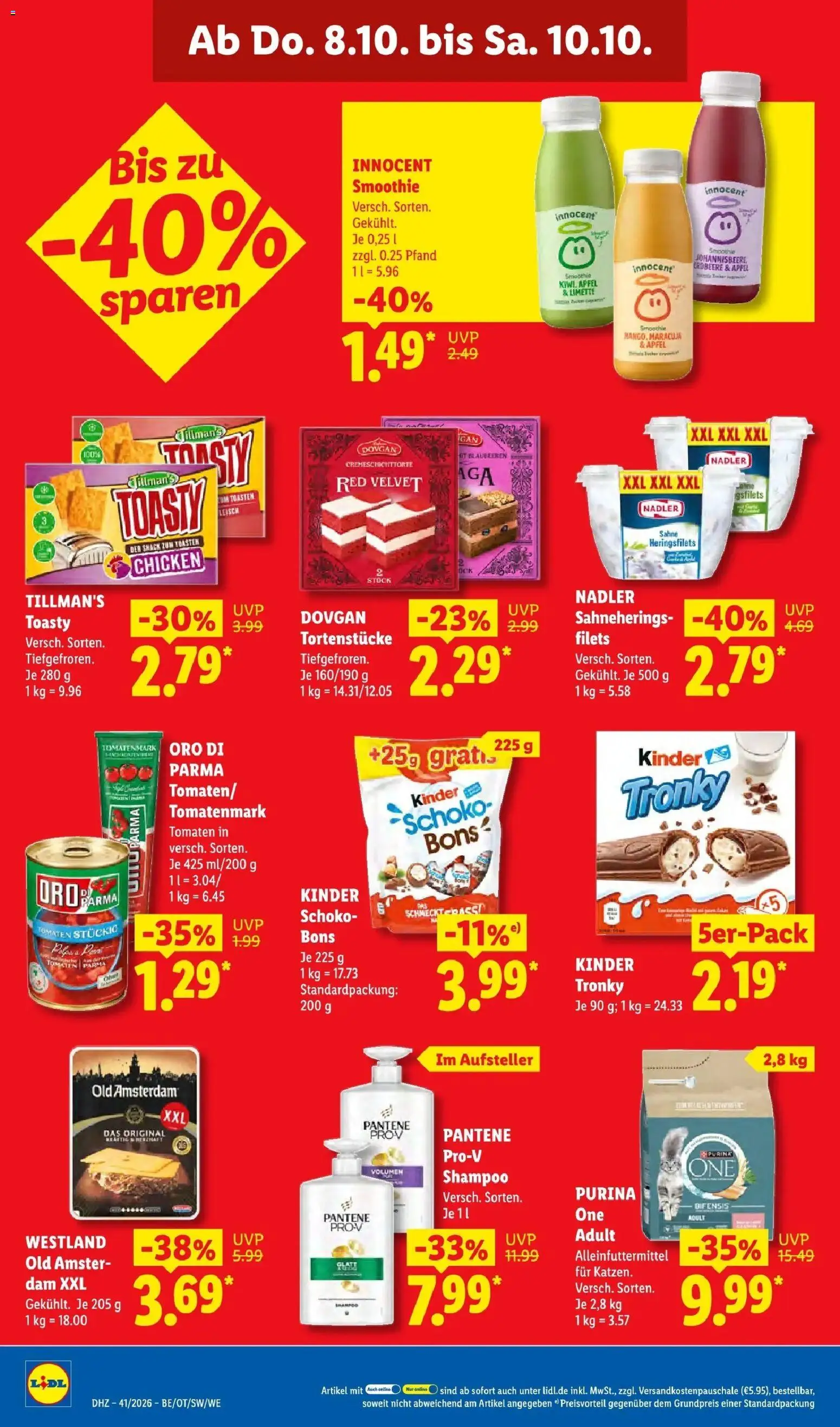 Lidl Prospekt Weikersheim (ab 05.10.2026) zum Blättern » Angebote | Seite: 62 | Produkte: Purina one, Toaster, Oro di parma, Sahne