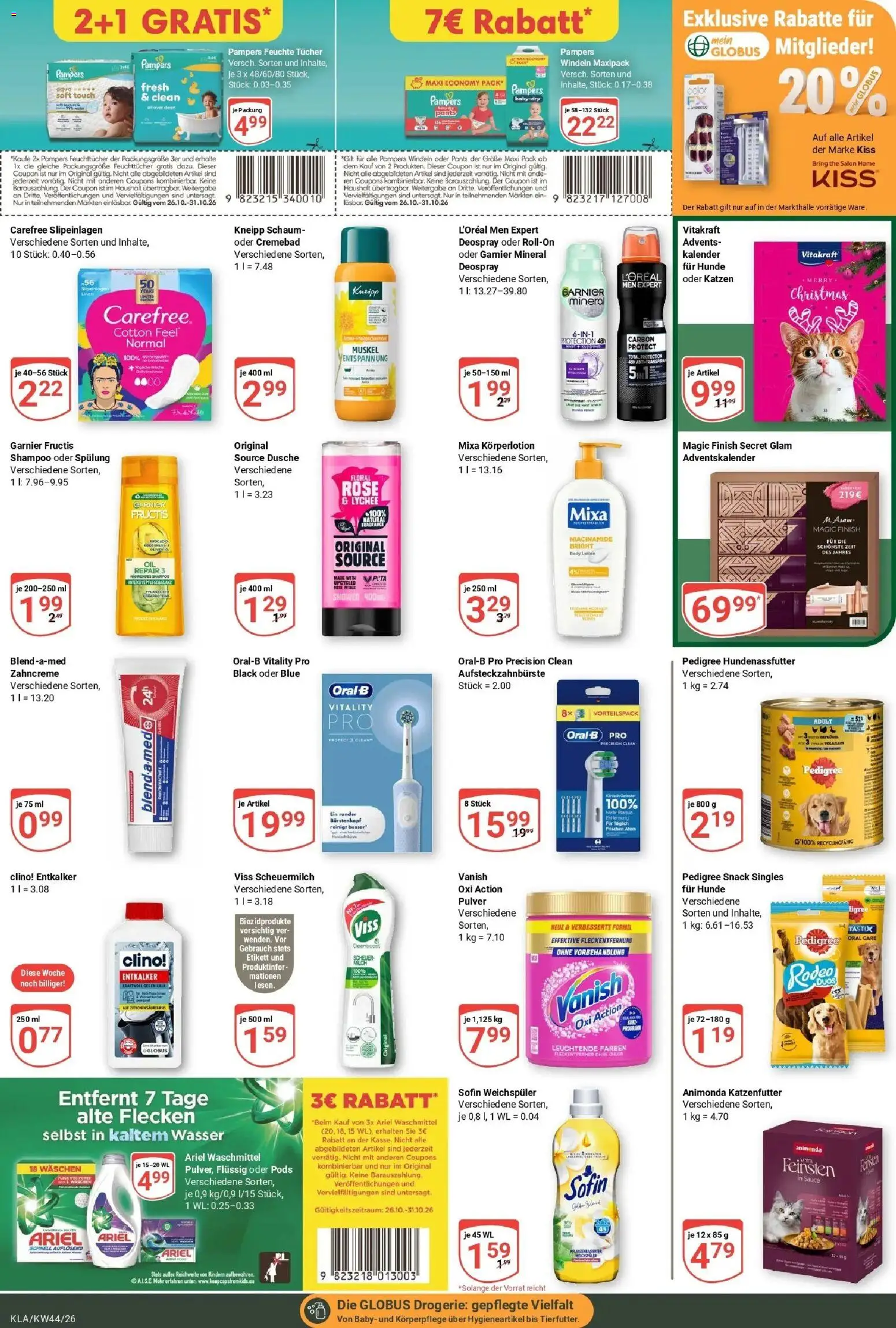 Globus Prospekt Kaiserslautern (ab 26.10.2026) » Angebote online | Seite: 22 | Produkte: Ariel, Dusche, Körperlotion, Pedigree