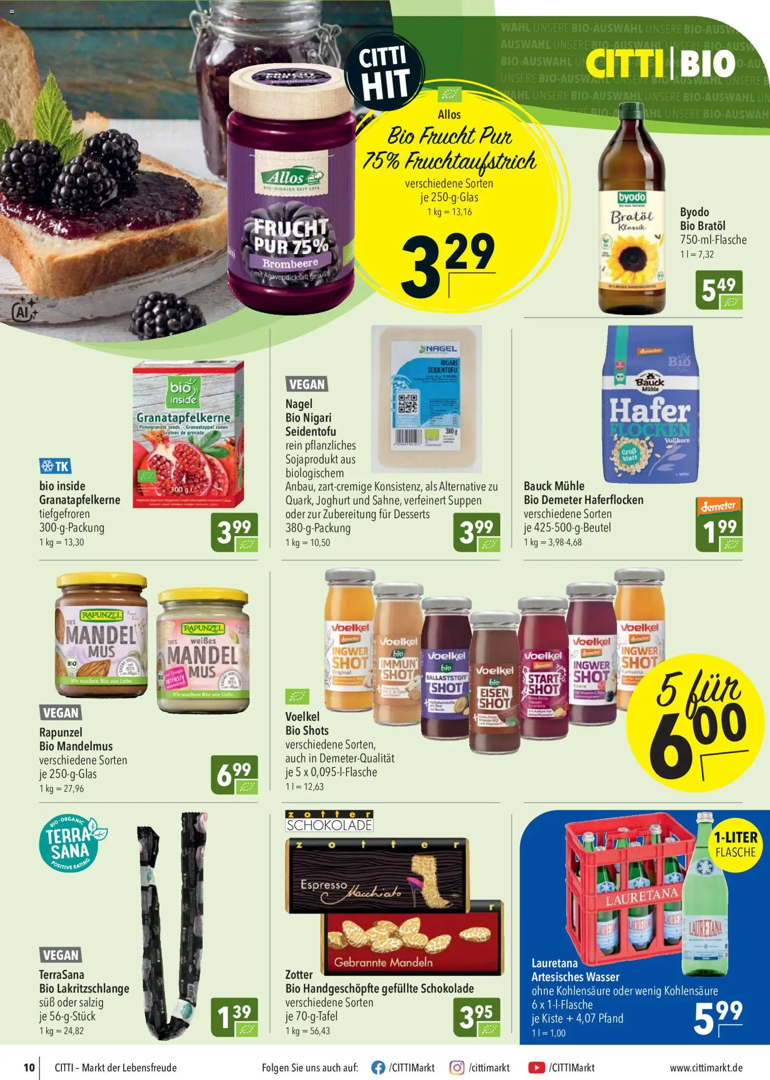 CITTI Markt Prospekt – gültig ab 30.09.2026 | Seite: 10 | Produkte: Mühle, Schokolade, Wasser, Flocken