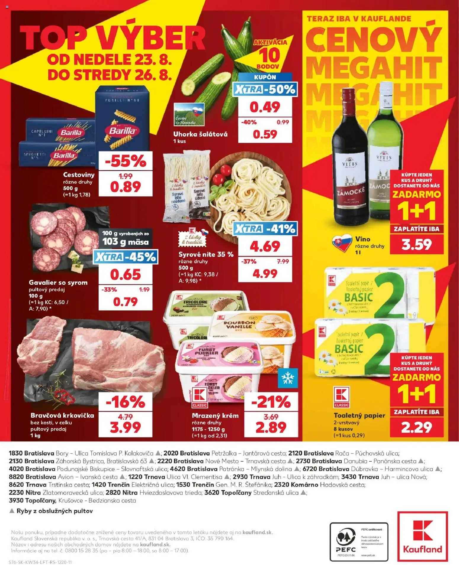 Kaufland SK akciós ujság - amely érvényes a következő dátumtól: 2026.08.20. | Oldal: 76 | Termékek: Krém, Bourbon, Tento, Barilla