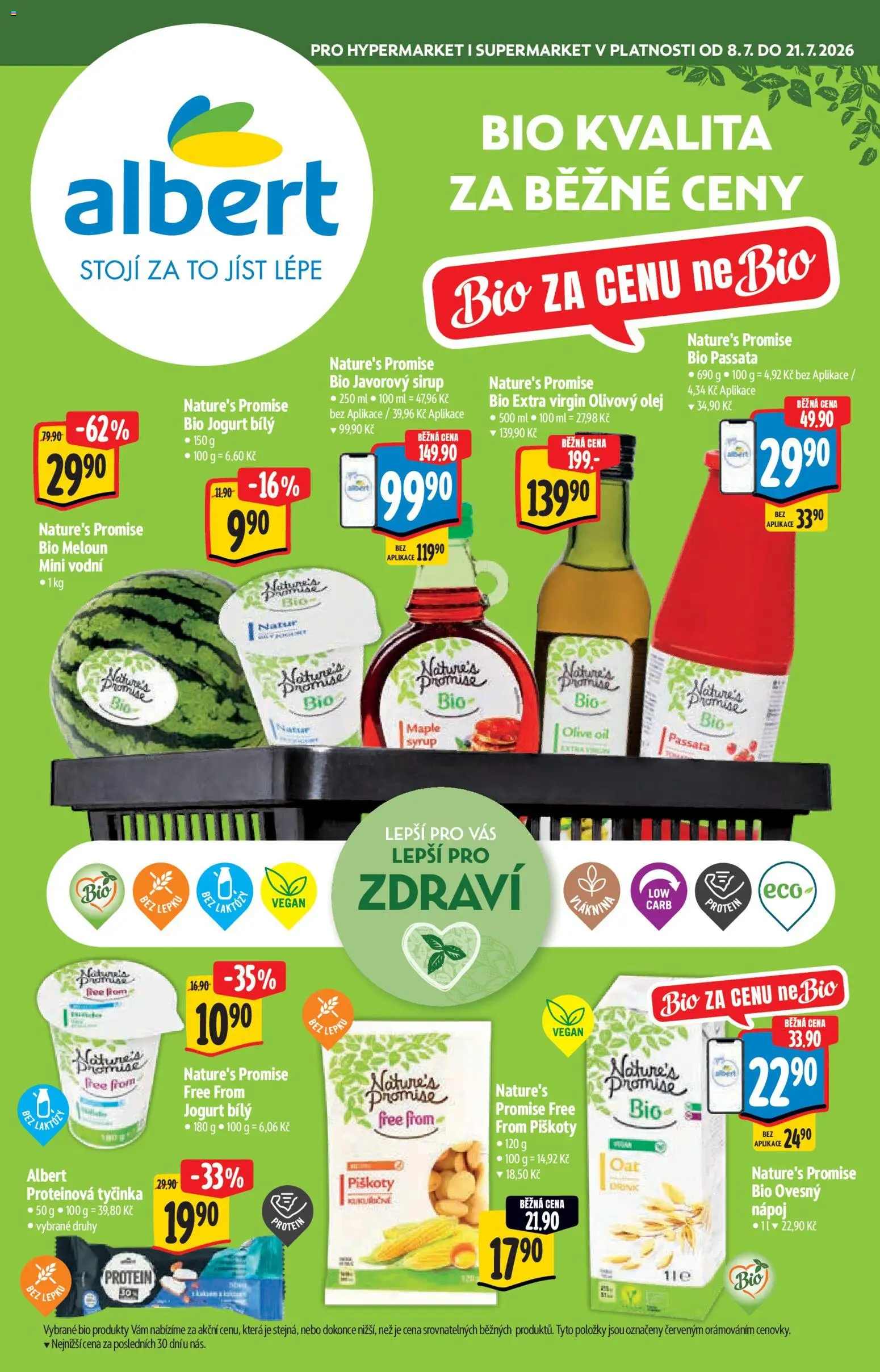 Albert katalog - Bio od 08.07.2026 | Strana: 1 | Produkty: Bio jogurt, Meloun, Ovesný nápoj, Javorový sirup