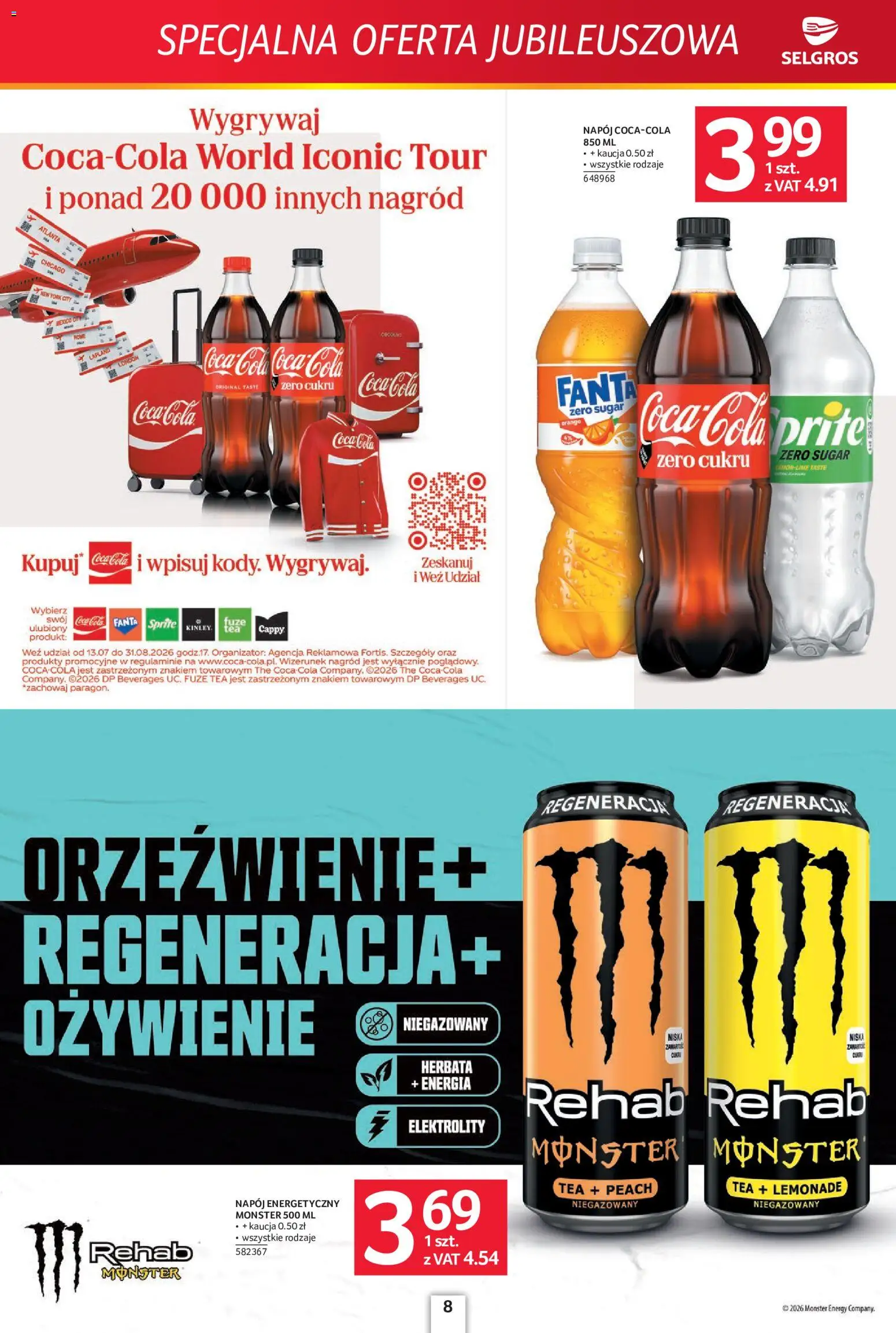 Selgros cash&carry gazetka - Specjalna oferta jubileuszowa od 13.08.2026 | Strona: 8 | Produkty: Coca Cola zero, Sprite, Coca cola, Herbata