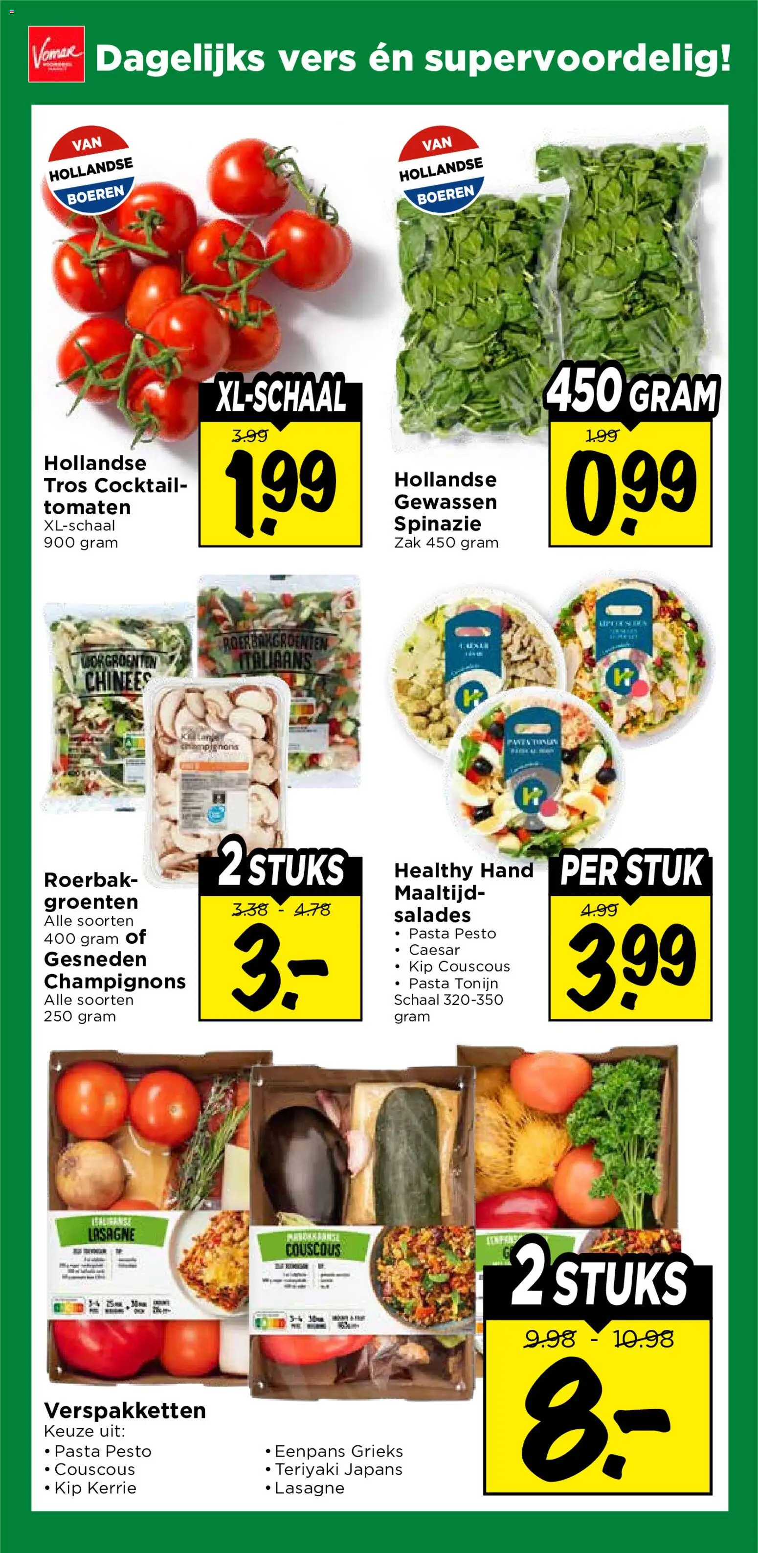{H1} | Pagina: 21 | Producten: Spinazie, Lasagne, Zak, Kip