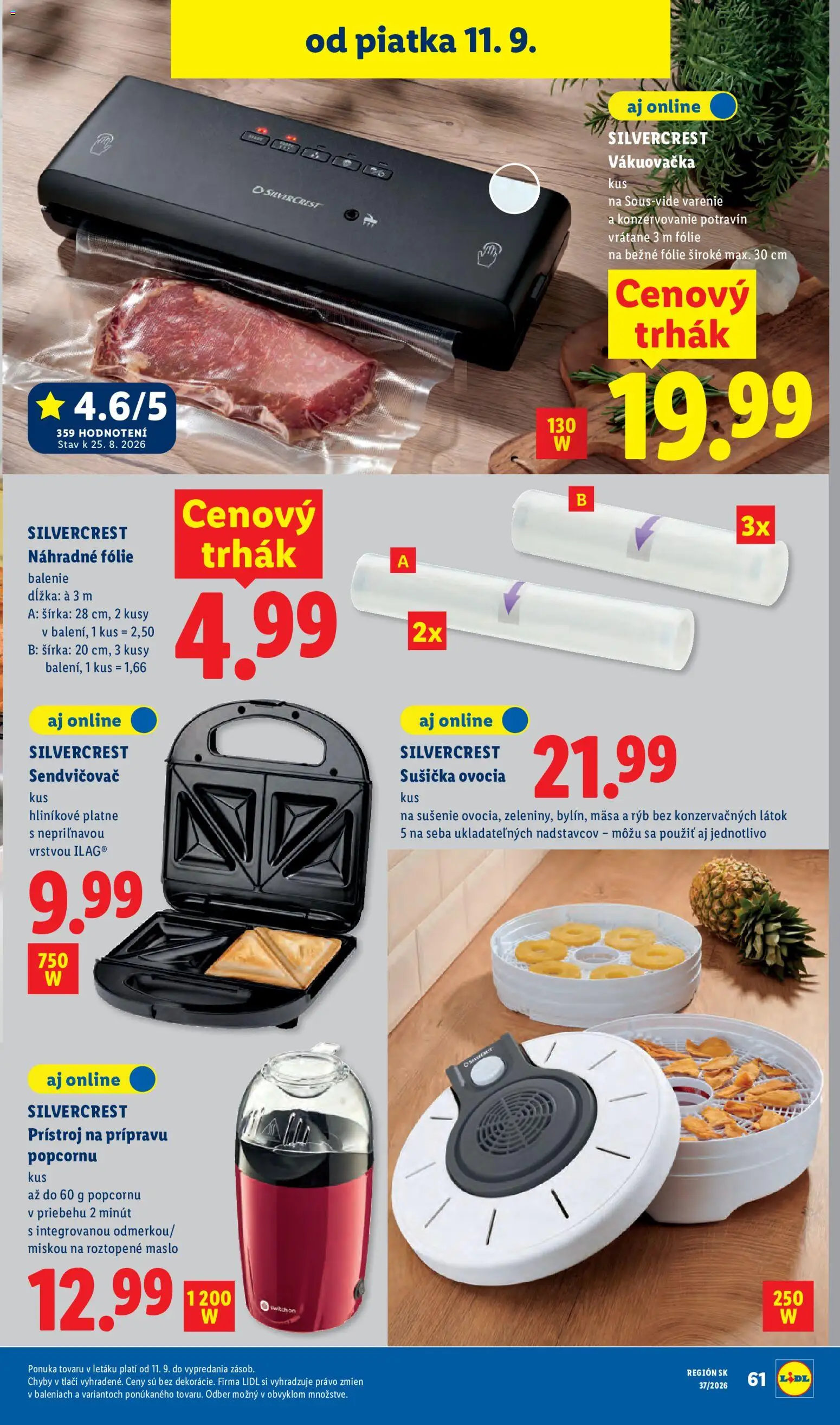Nové Lidl akcie – leták je platný od 07.09.2026 | Strana: 89 | Produkty: Sušička, Sušička ovocia, Vákuovačka
