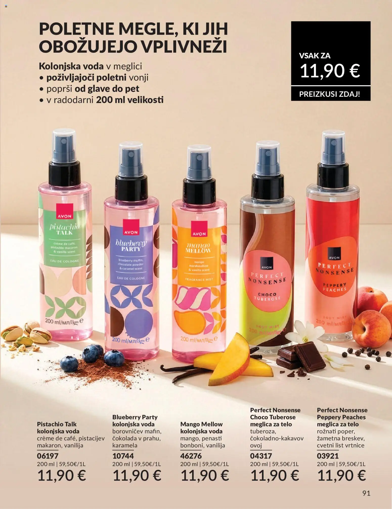 Novi Avon katalog ponudbe – veljaven od 01.08.2026 | Stran: 91 | Izdelki: Cokolada, Voda, Poper, Mango