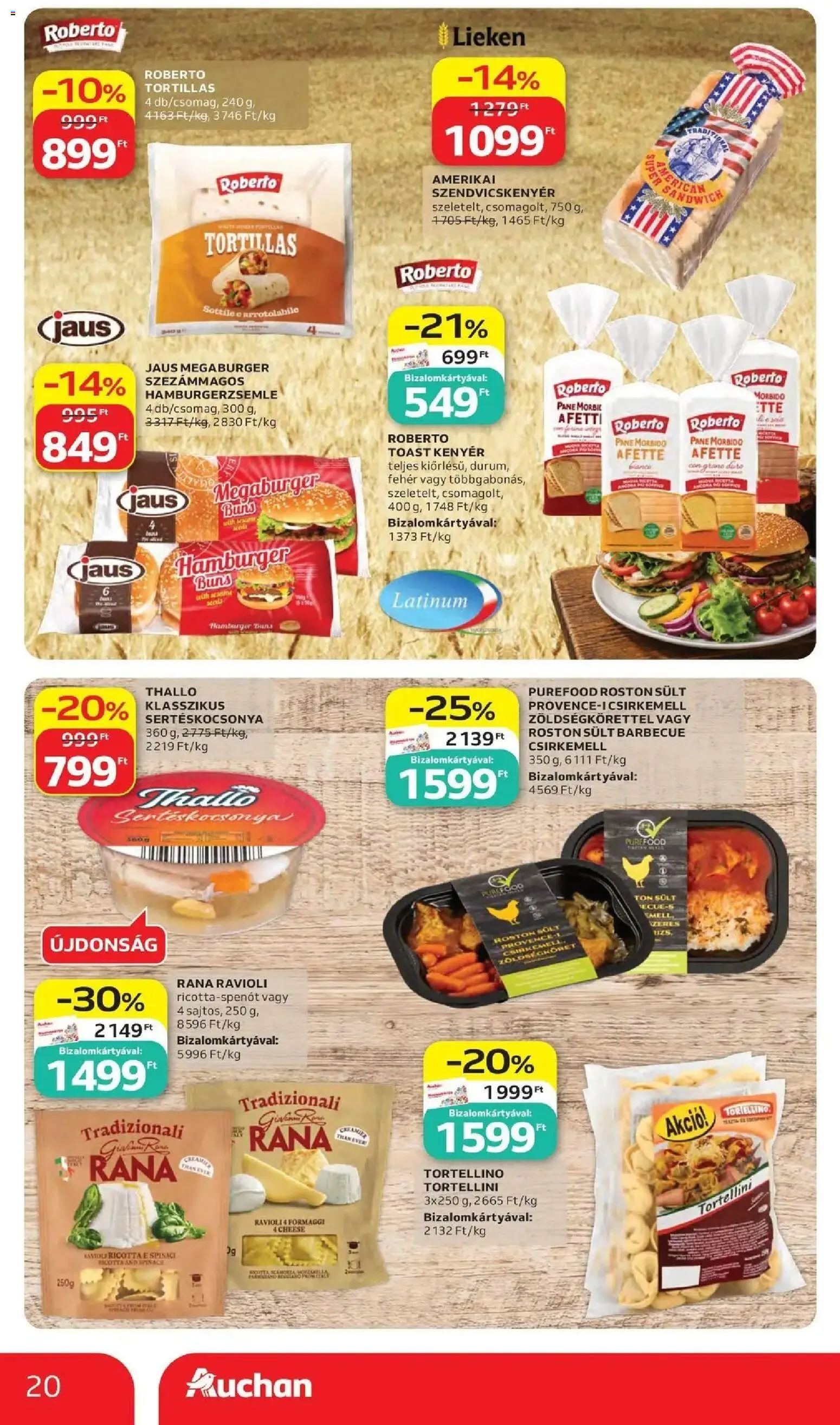 Auchan akciós újság Szolnok - 2026.10.15. -tól/töl > akció, lapozható szórólap 🛍️ | Oldal: 20 | Termékek: Ricotta, Tortellini, Toast kenyér, Csirkemell