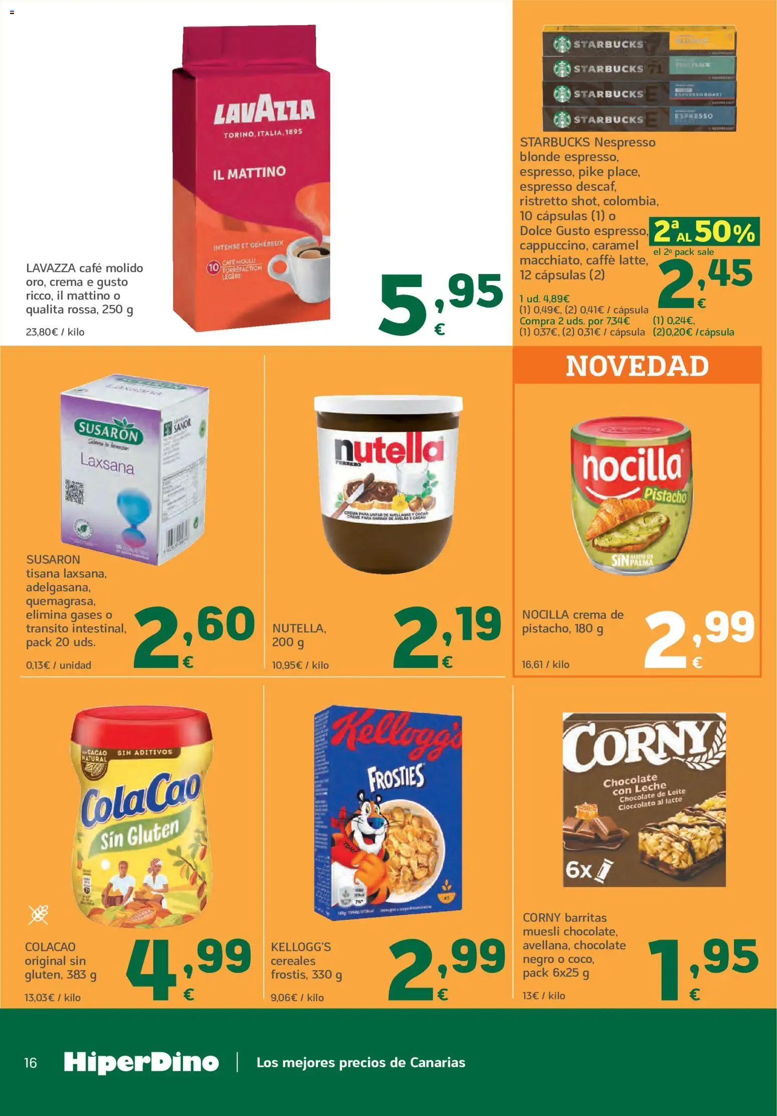HiperDino folleto │ válido desde el 09.06.2026 | Página: 16 | Productos: Leche, Café molido, Cereales, Φρυγανιές σικάλεως
