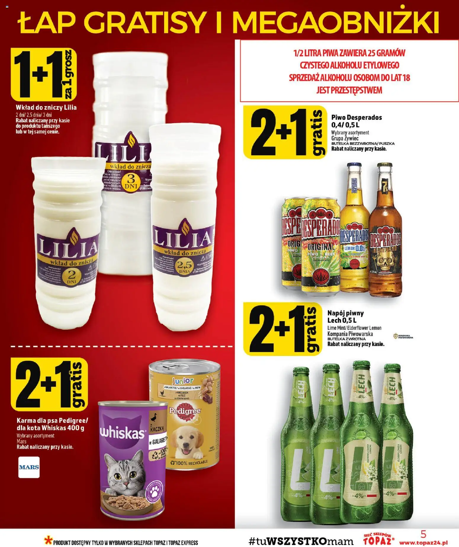 Topaz gazetka - MAZ od 06.08.2026 | Strona: 5 | Produkty: Kaczka, Piwo Desperados, Karma dla psa, Piwo