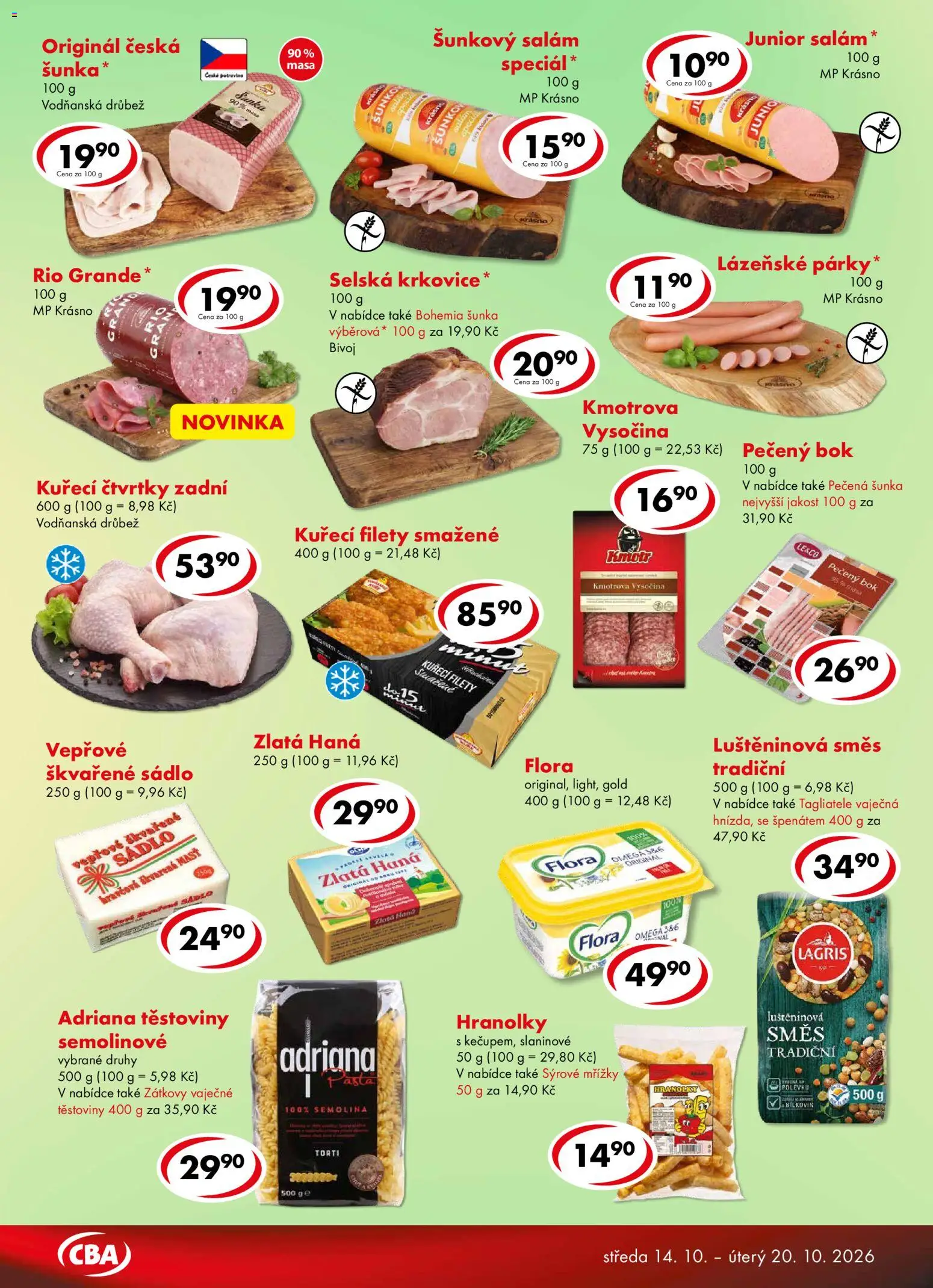 CBA leták - Premium od 14.10.2026 | Strana: 3 | Produkty: Těstoviny, Šunkový salám, Vysočina, Semolina