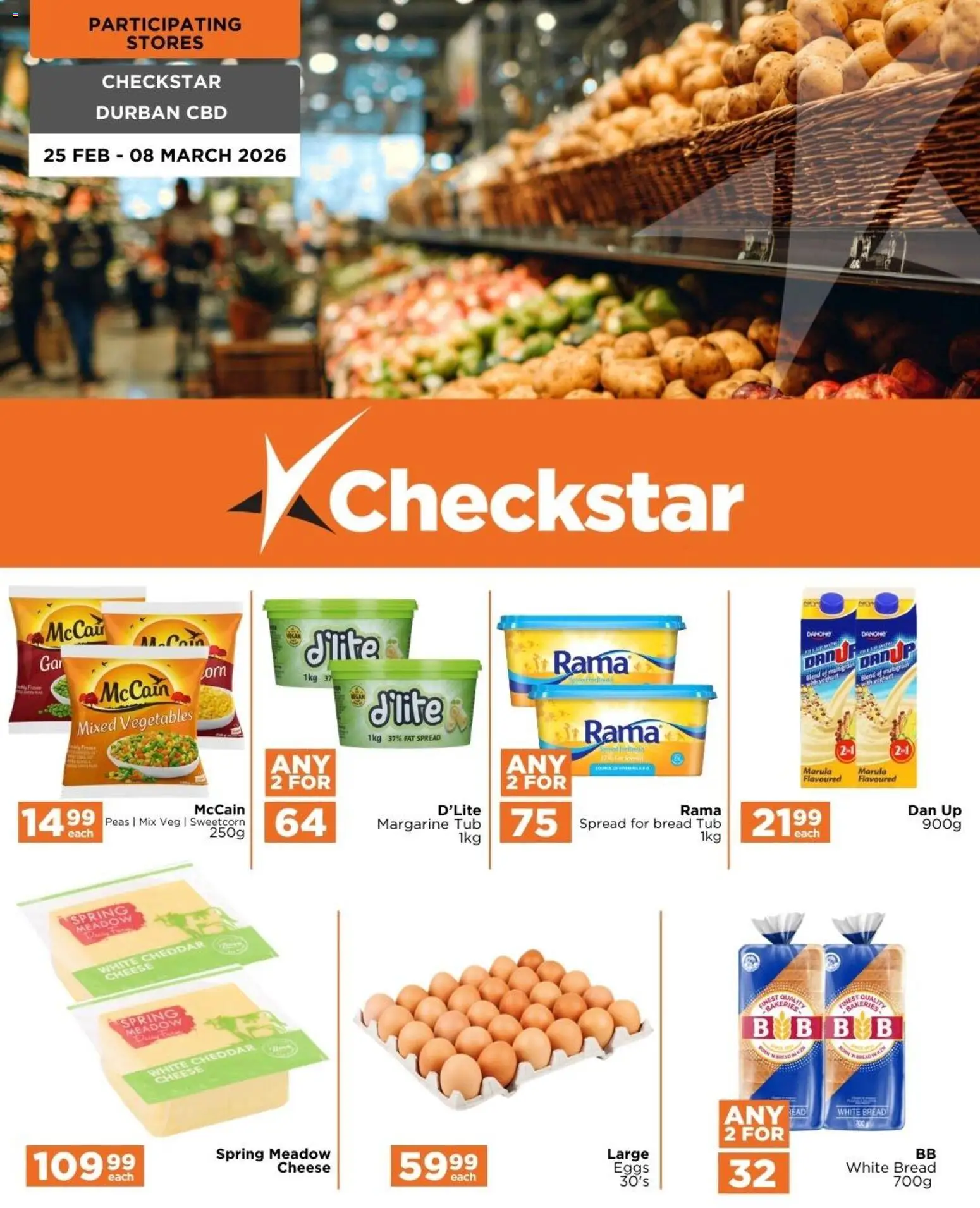 New Check Star catalogue – valid from 25/02/2026 | Page: 1 | Products: Cheese, Margarine, Vegetables, Fat spread