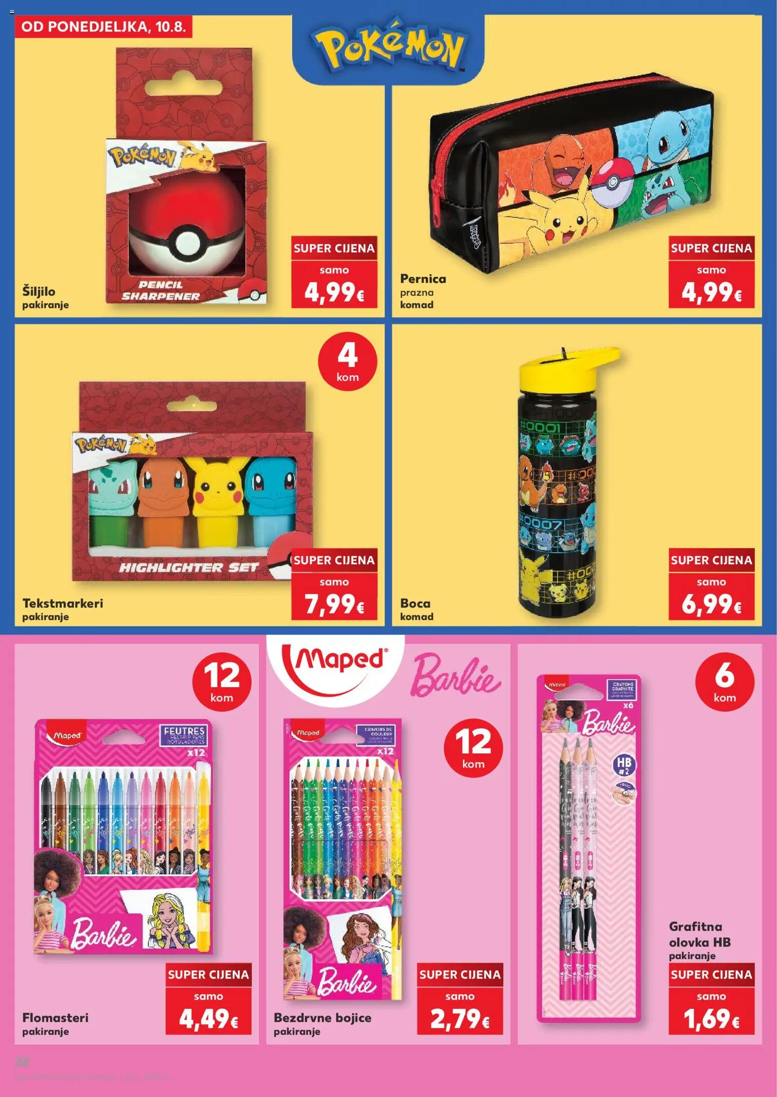 Kaufland katalog | vrijedi od 10.08.2026 | Stranica: 28 | Proizvodi: Barbie, Pernica, Šiljilo, Flomasteri