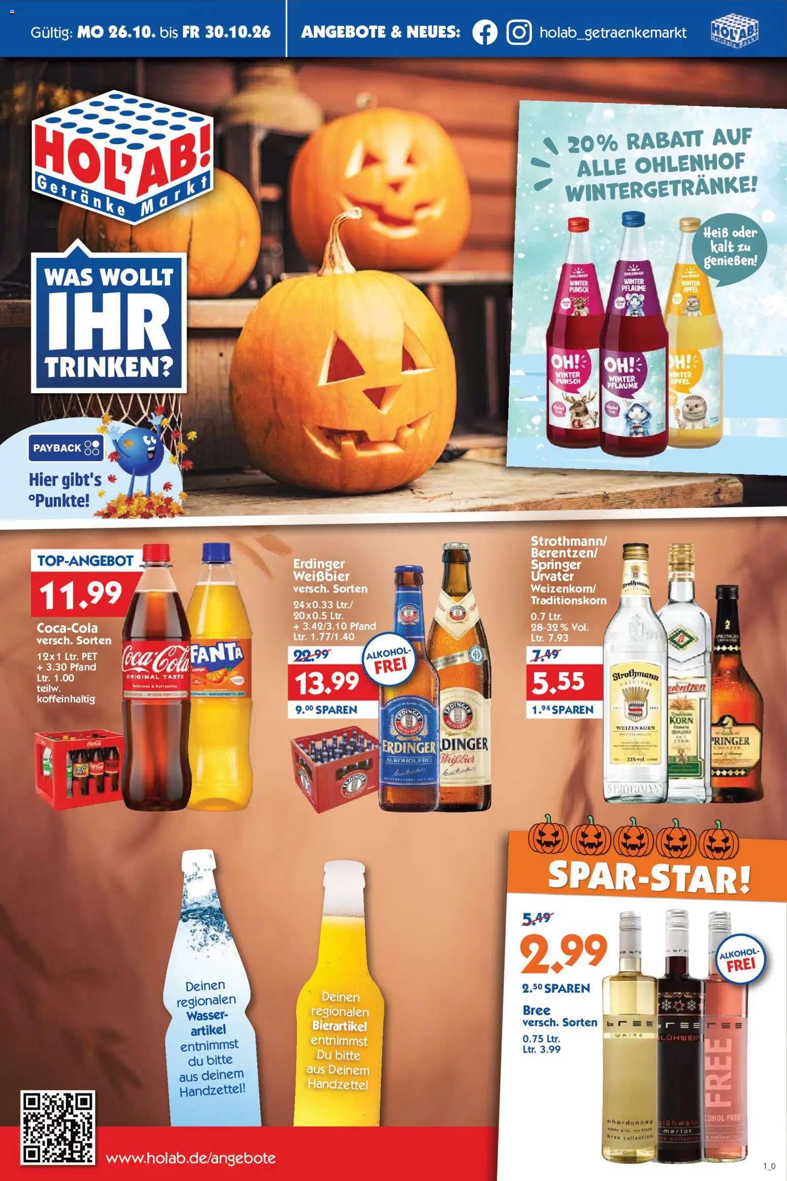 HOL’AB! Prospekt – gültig ab 26.10.2026 | Seite: 1 | Produkte: Weißbier, Merlot, Äpfel, Wasser